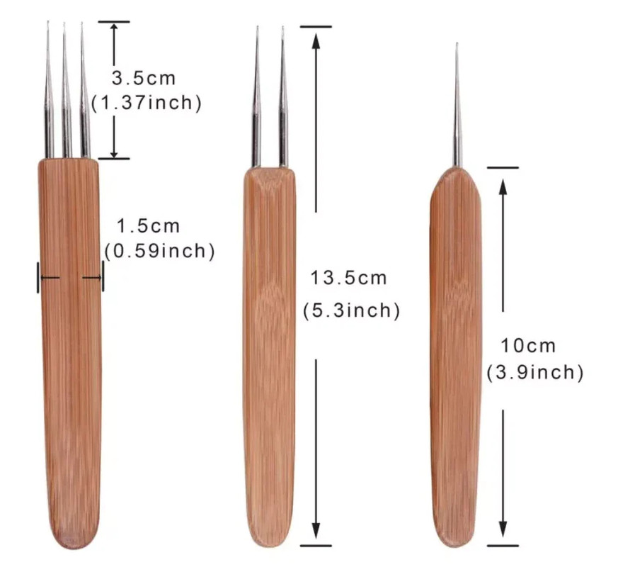 5Pcs Dreadlock Crochet Needle Hook Bamboo Handle Dread Knit Hair Braiding Tool S