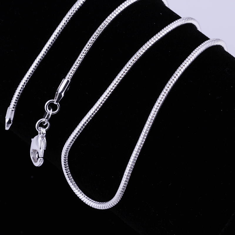 Wholesale 925 Sterling Solid Silver Plated 2mm Snake Chain Necklace 16″-24″