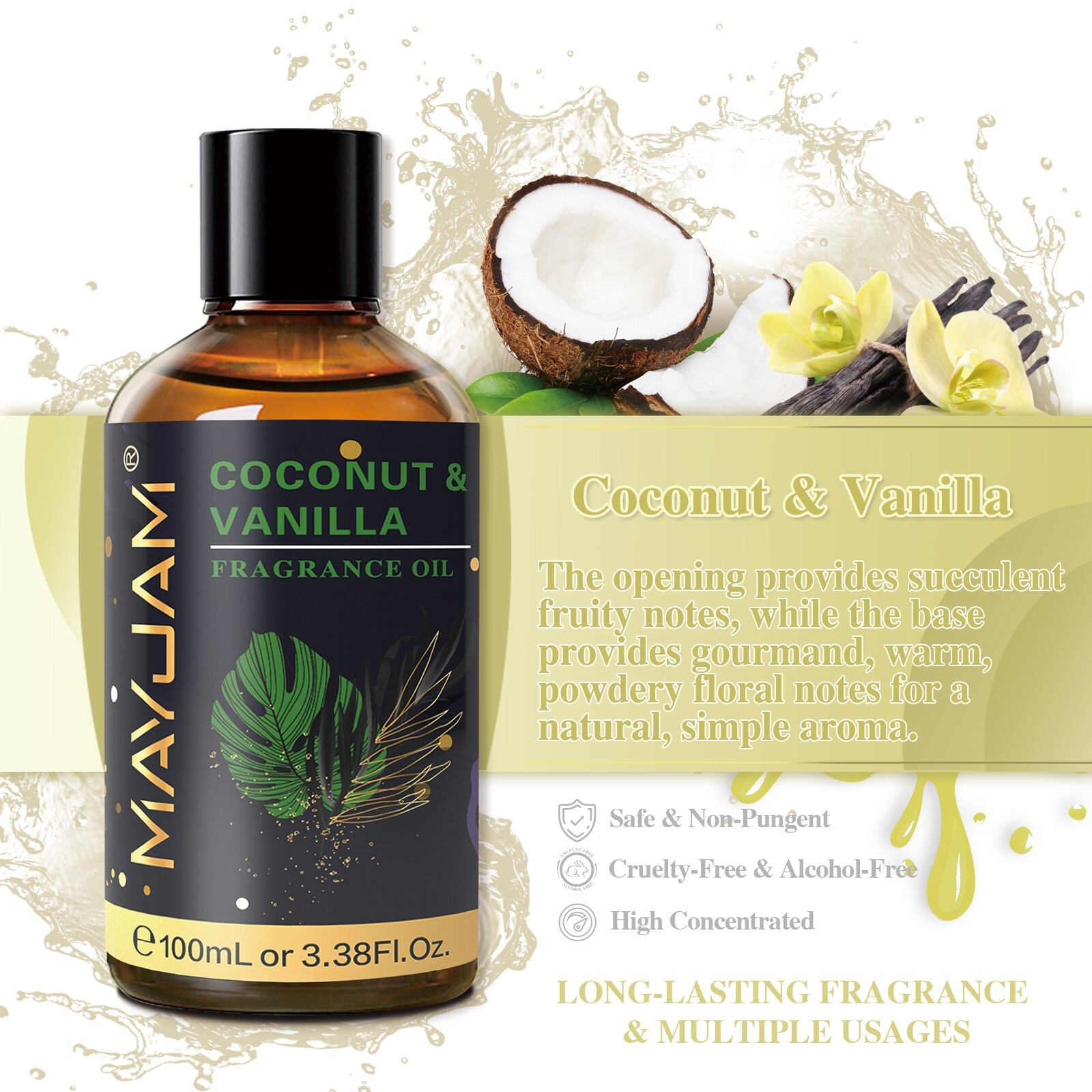 MAYJAM 3.38 Fl Oz Fragrance Oil For Candle Soap Bath Incense Making Scented Oils