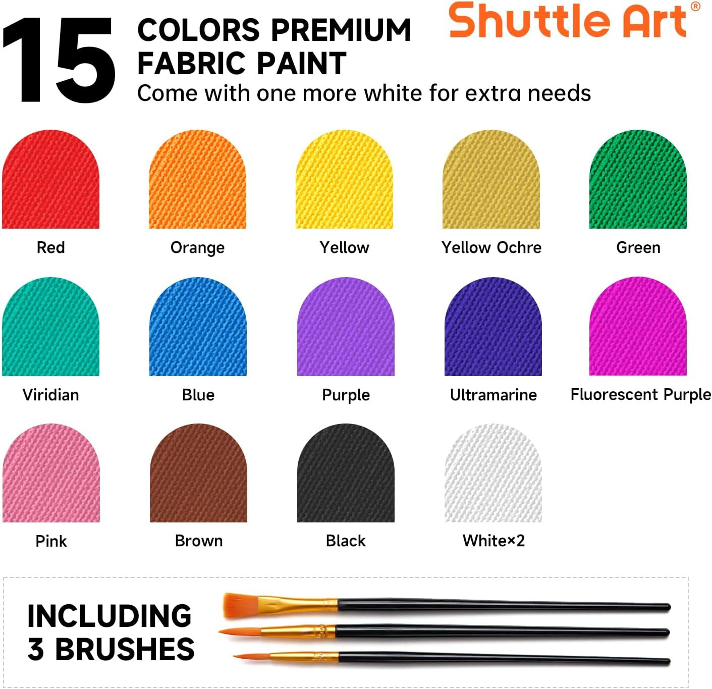 Fabric Paint Set 15 Colors Textile Paint Permanent Clothes T-Shirt Canvas Shoe