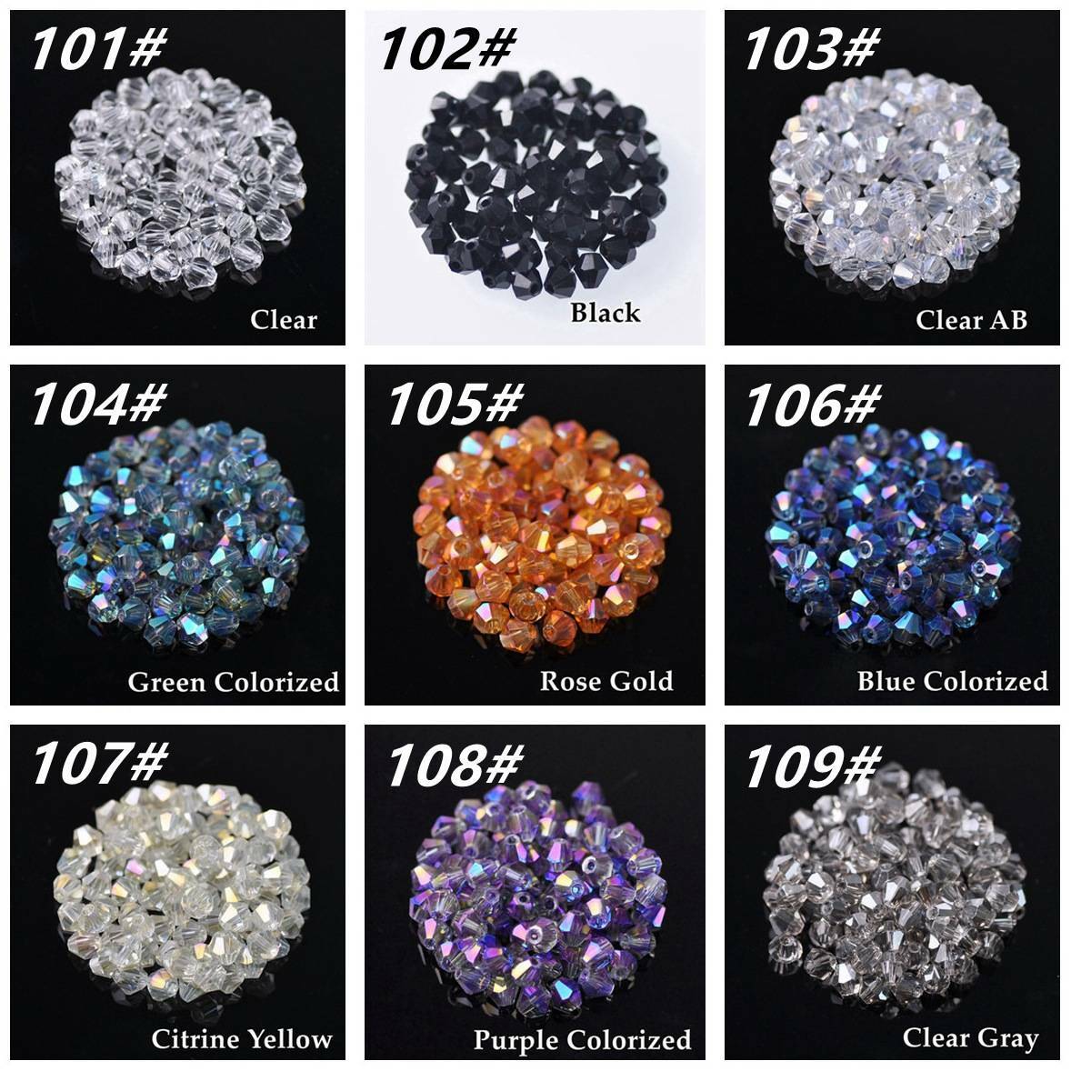 3mm 4mm 6mm 8mm Bicone Faceted Crystal Glass Loose Crafts Beads Jewelry Making