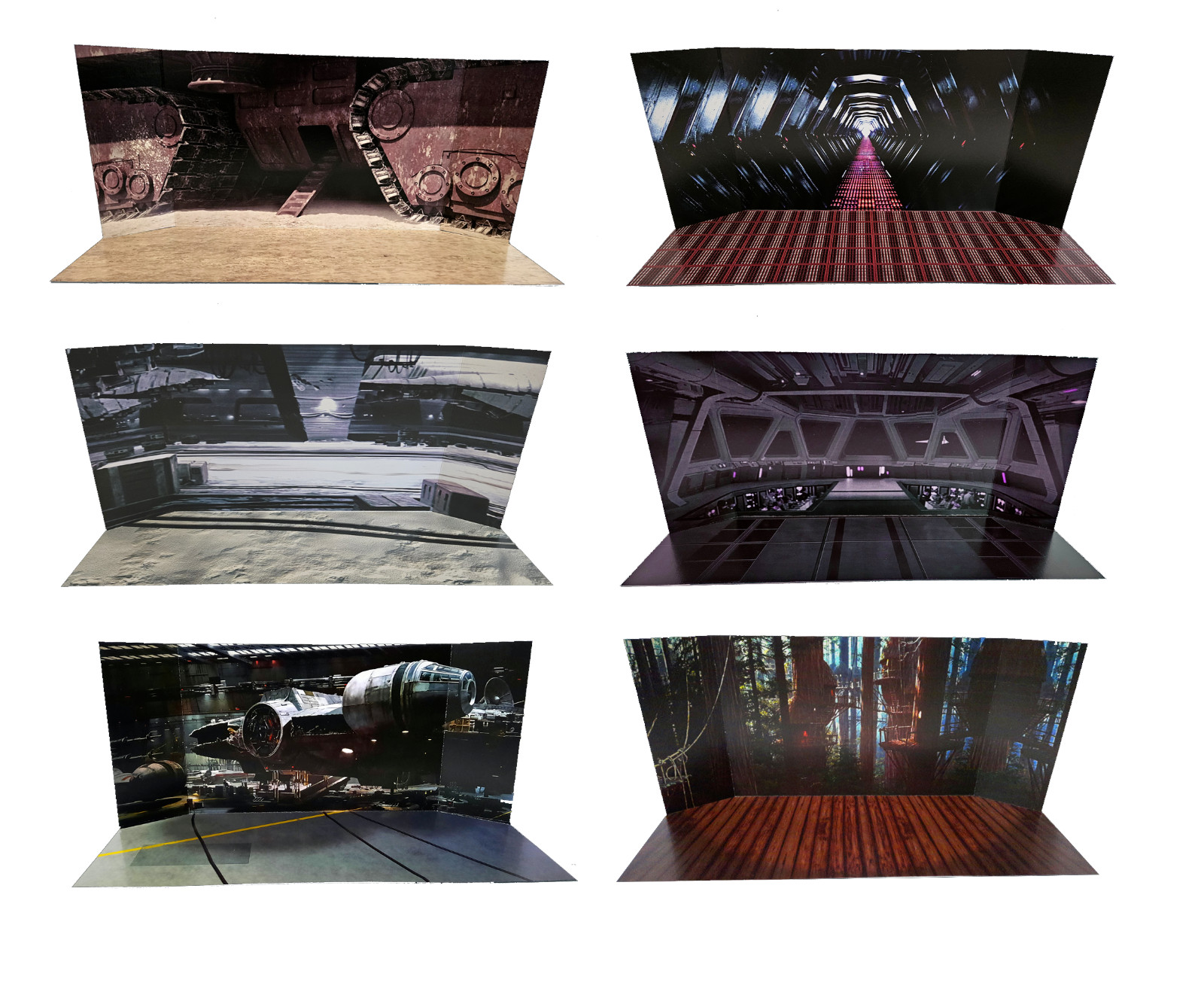 Original Trilogy Scenic Backdrop Display 6 Pack Star Wars Hasbro Kenner 3.75