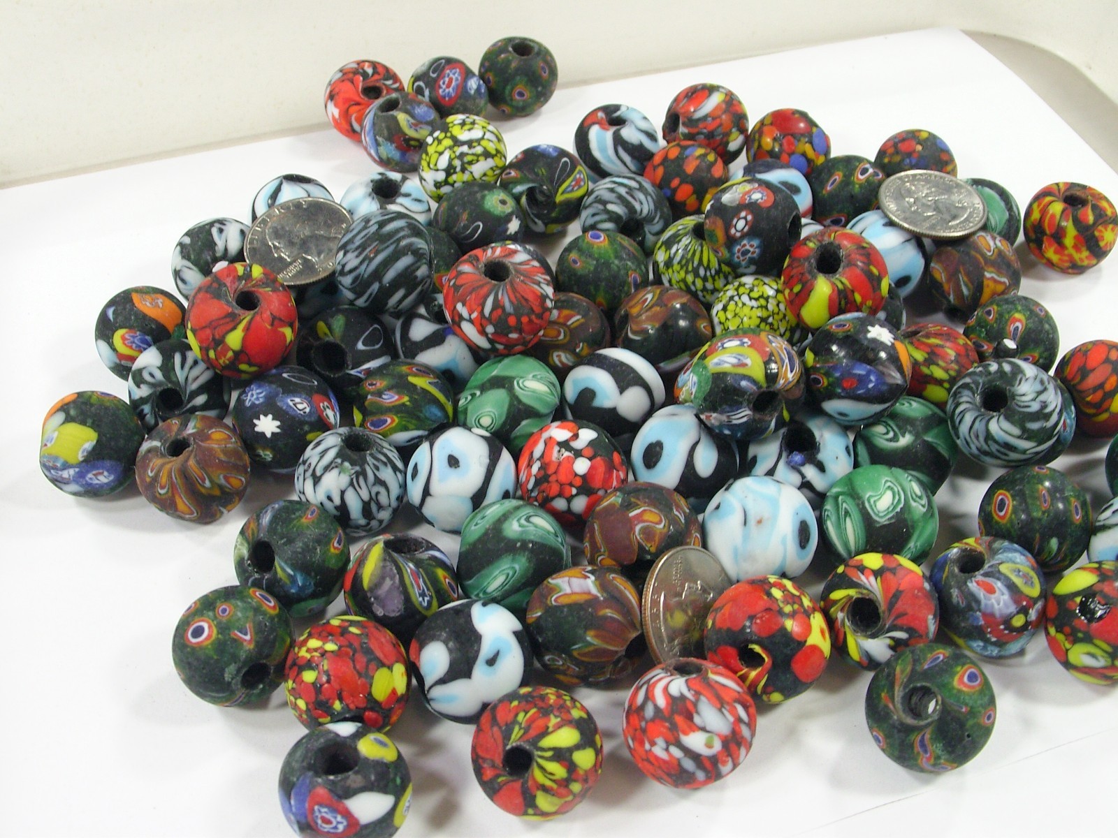 2 Pounds Large Multicolor India Handmade Millefiori Glass Beads Bulk (MNP-12B) ⭐