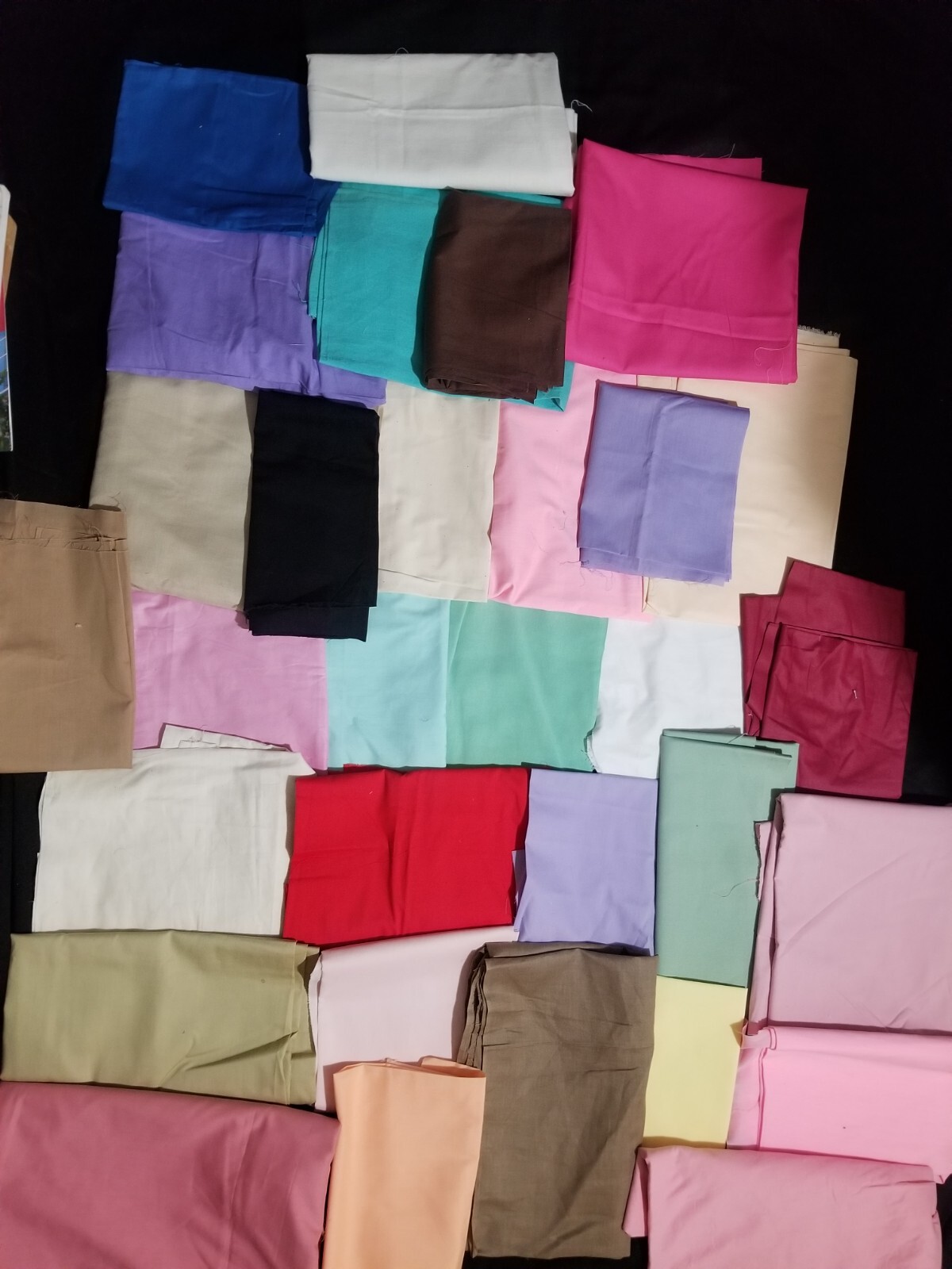 New Solid/Plain Cotton Fabric For Quilts Scrapbooking Crafts Sewing – Lot of 30