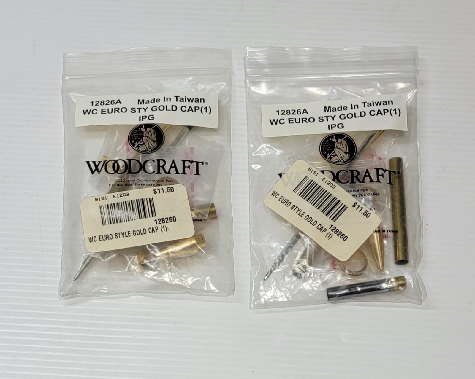 Woodcraft WC Euro Style Pen Woodworking Kit Wood Turning Brass Parts Lot Of 2