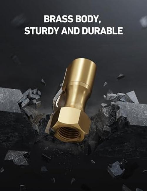 Air Chuck, Heavy Duty Flow Lock On Tire Chuck with Clip for 2 Pack Closed