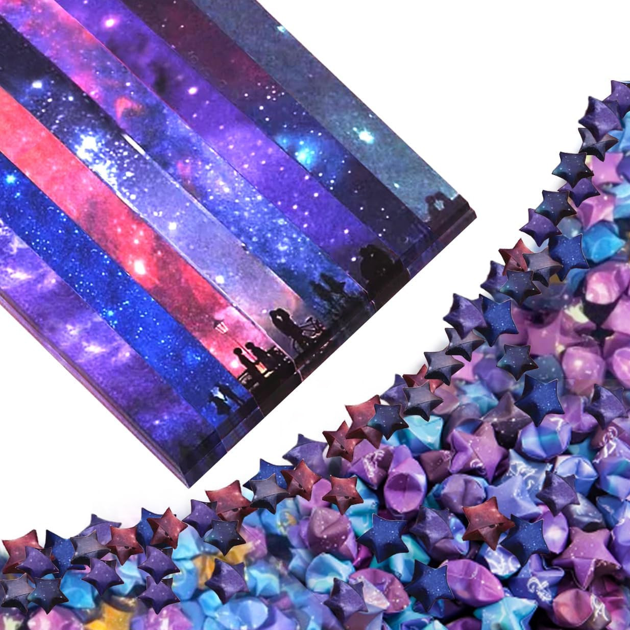 Origami Paper Stars, Colorful Handcraft Origami Lucky Star Paper DIY Paper Arts