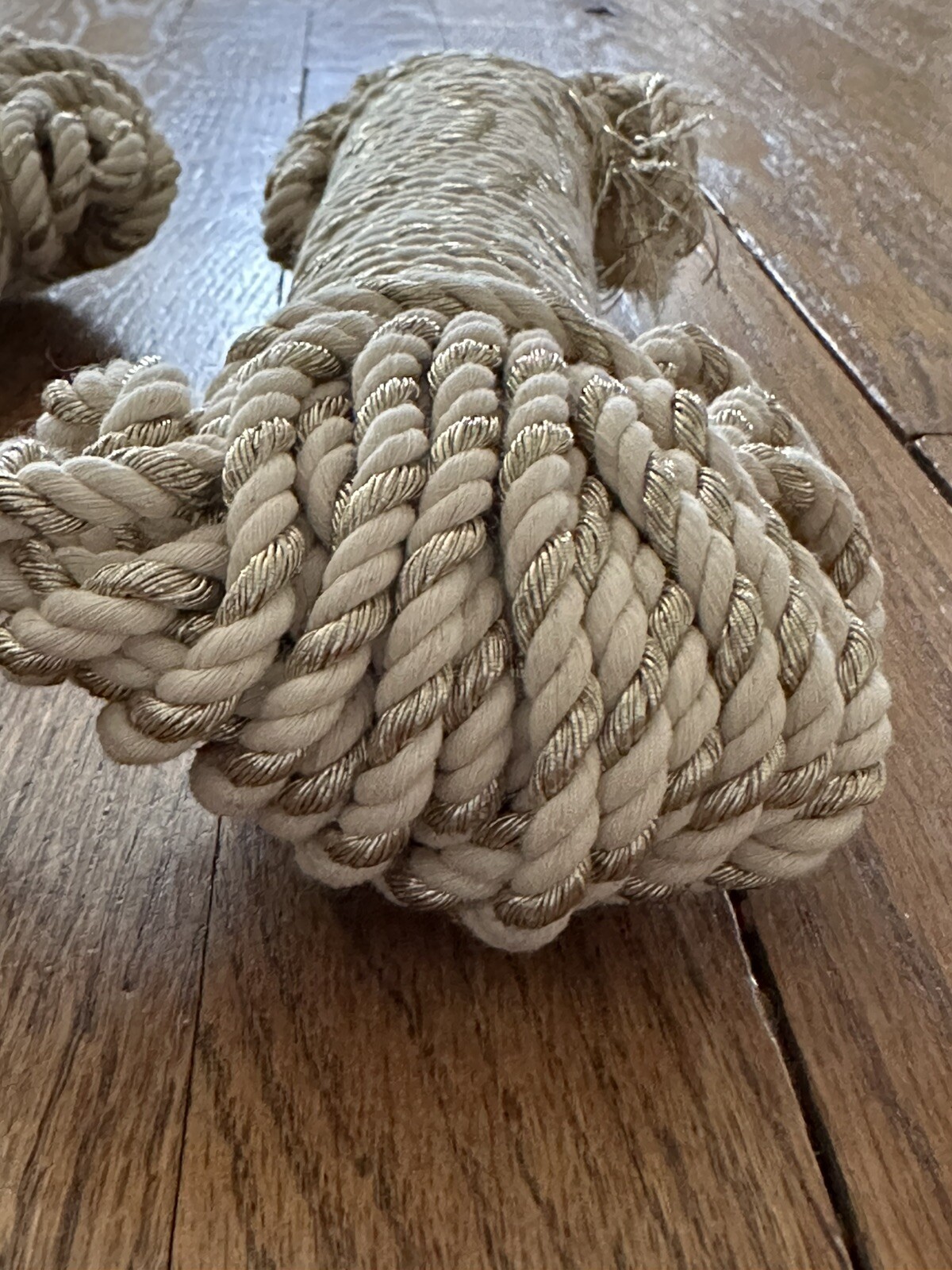 Macrame Cord Lot of Two 5mm Cotton Rope Bundle Metallic Gold Natural Modern MCM