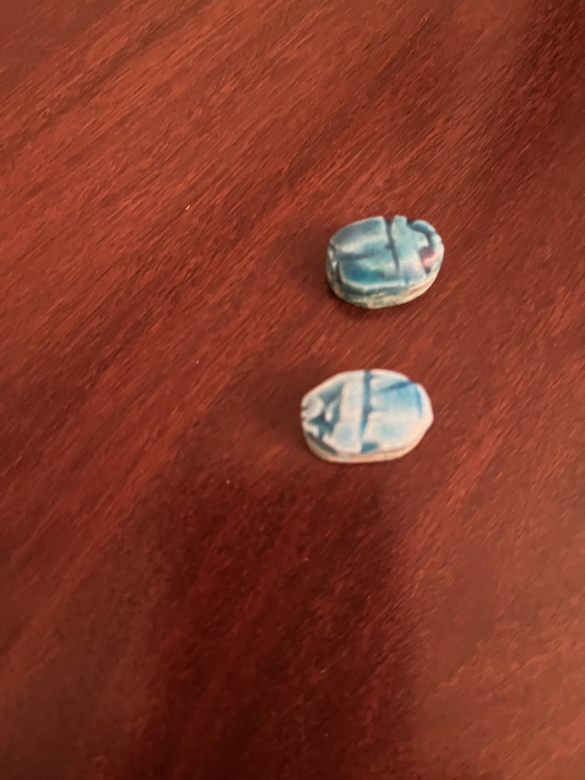 Pair of Egyptian Scarab Beads, 1/2” X 3/4”