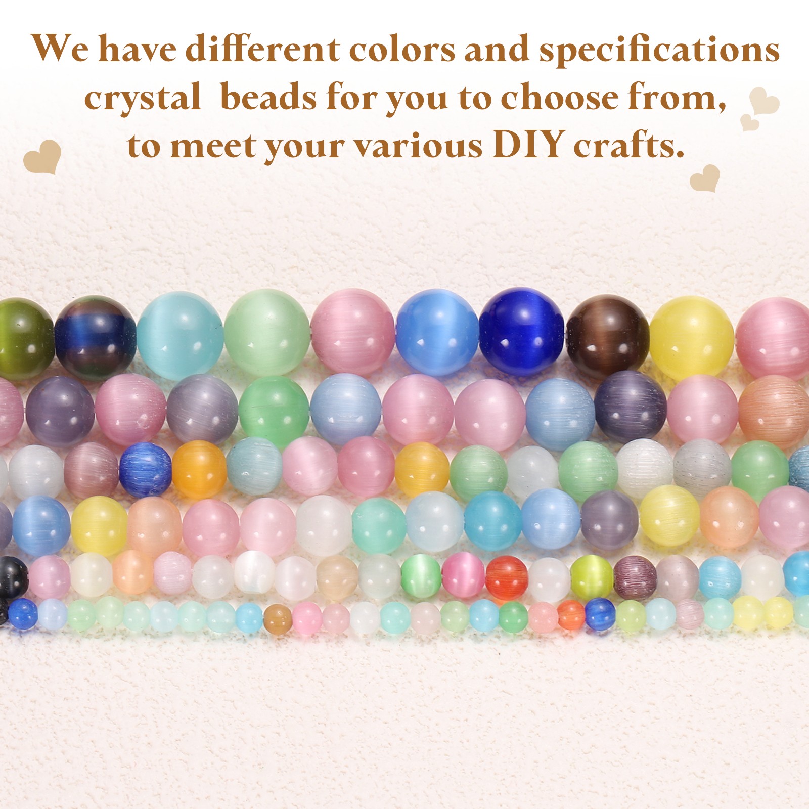 38pcs White Cat’s Eye Stone Beads 10mm Round Crystal Loose Bead