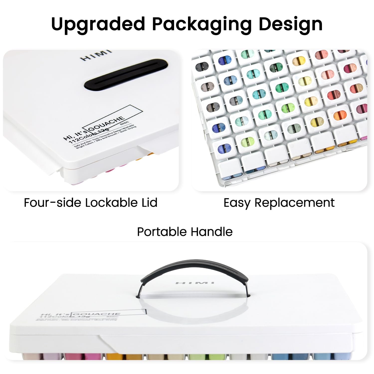 HIMI Gouache Paint Set, 112 Colors x 12g Twin Jelly Cup Design in a Carrying …