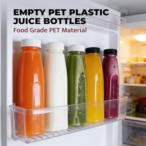 54 Pack 7OZ Plastic Bottles with Caps, Empty PET Disposable Plastic 7 OZ Black