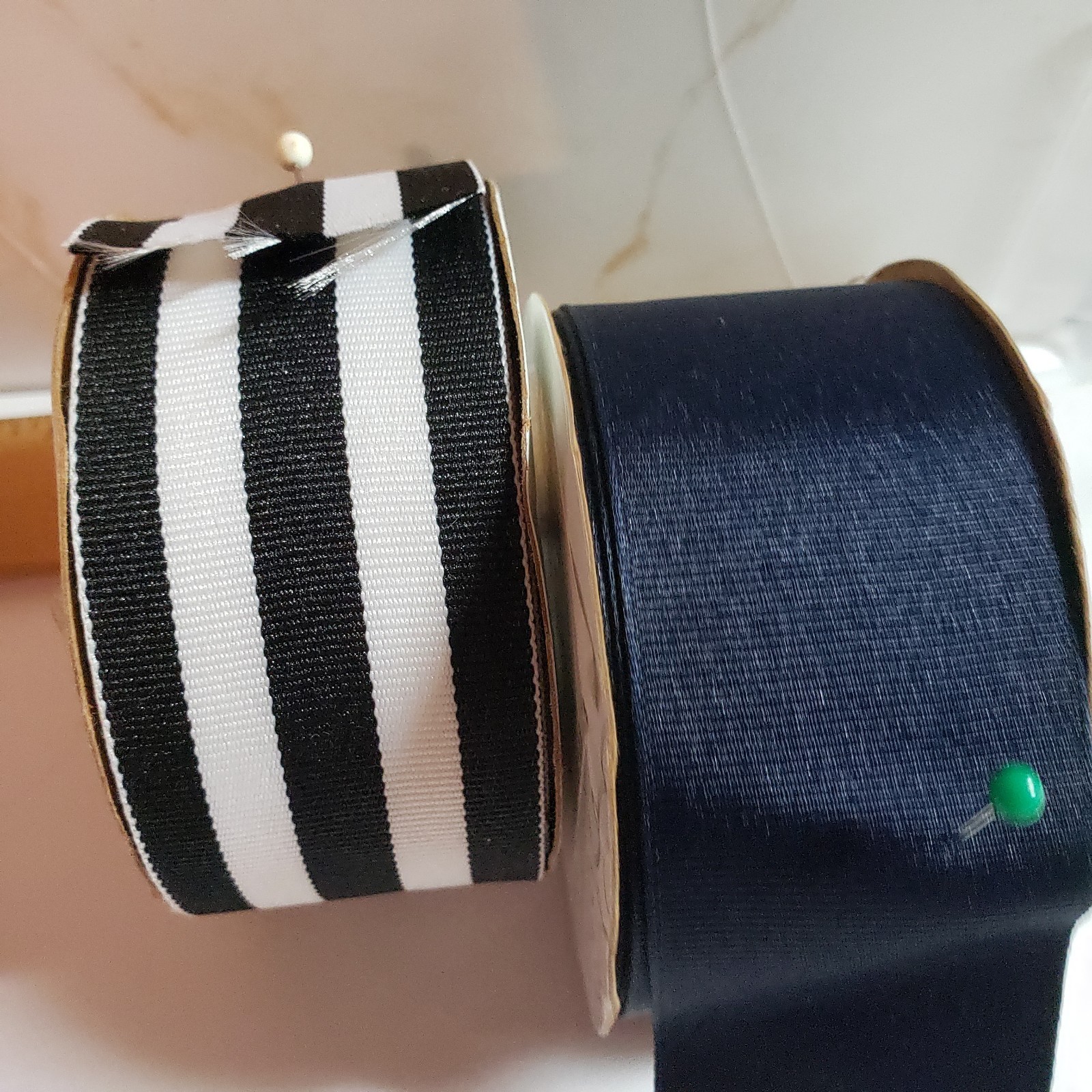 Lot of 3 Partial spools of Grosgrain Ribbon 1 1/2 Inch Wide Less than 9 ft Long