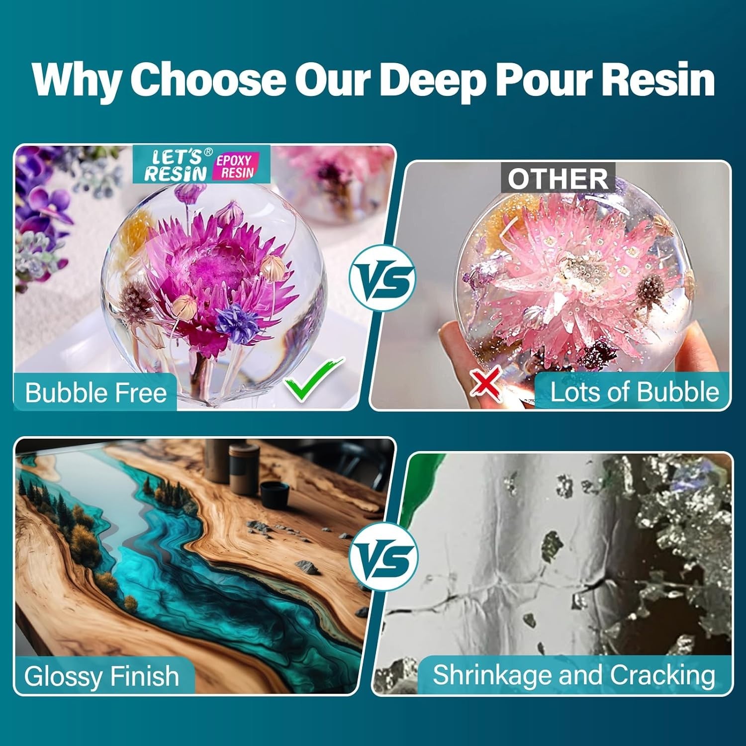 EPOXY RESIN Deep Pour Epoxy Resin, 51OZ 2-4 inch Clear Epoxy Resin Kit,Bubble…