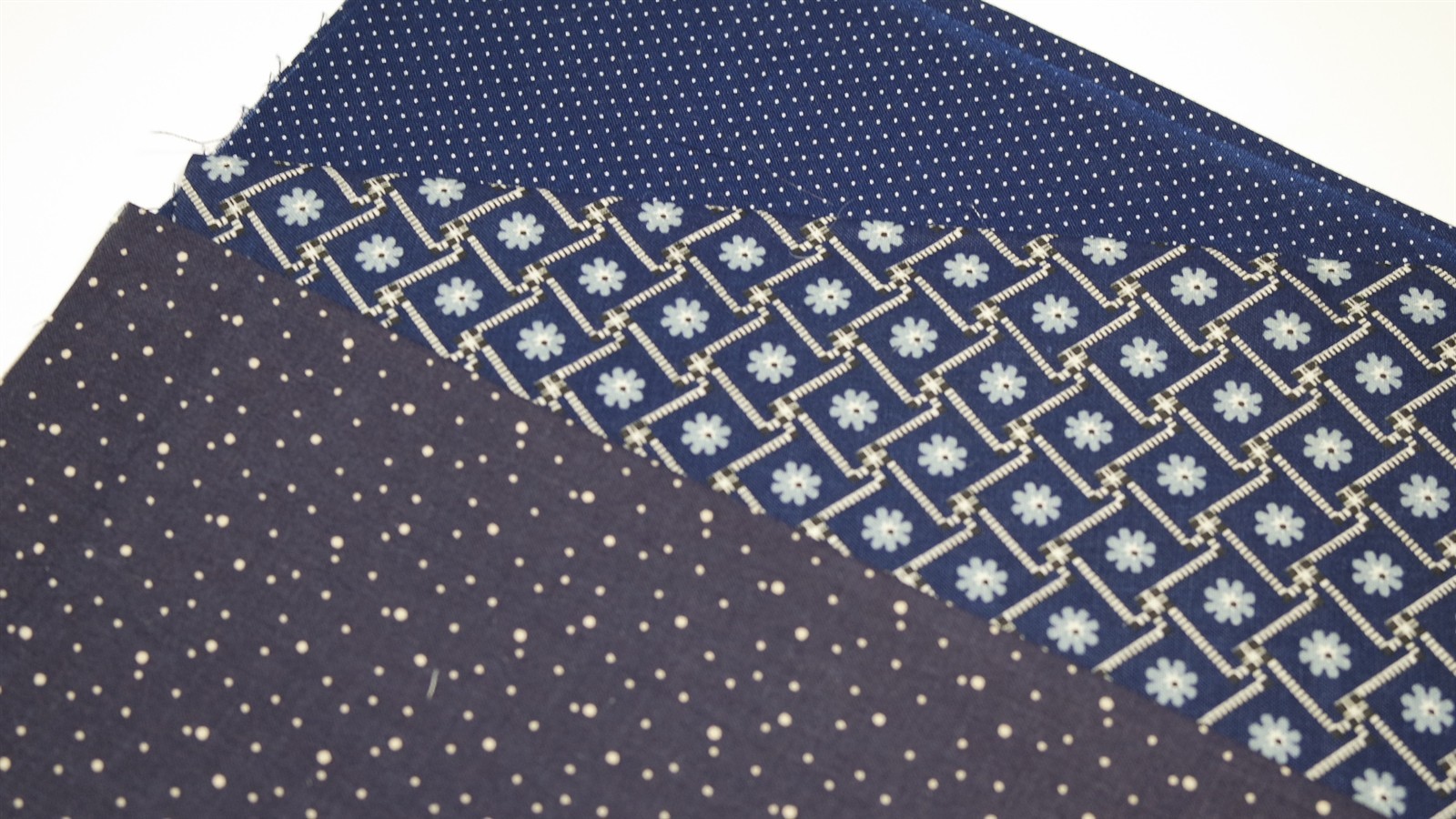 Indigo Navy Vintage Blue Calico Floral Dot Stripe Vintage Quilt Fabric Scrap Lot