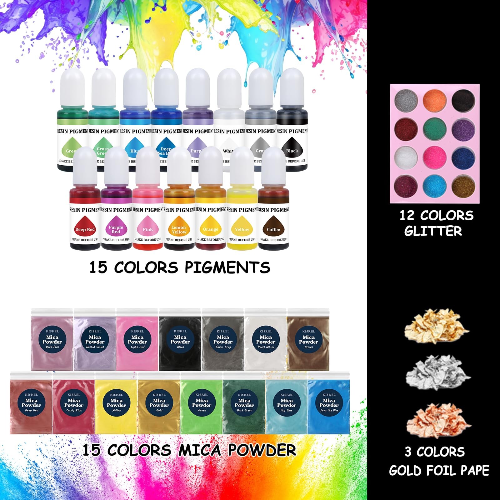 Clear Epoxy Resin Kit 82oz 41oz x2 with 15 Pigments 15 Mica Colors for Art