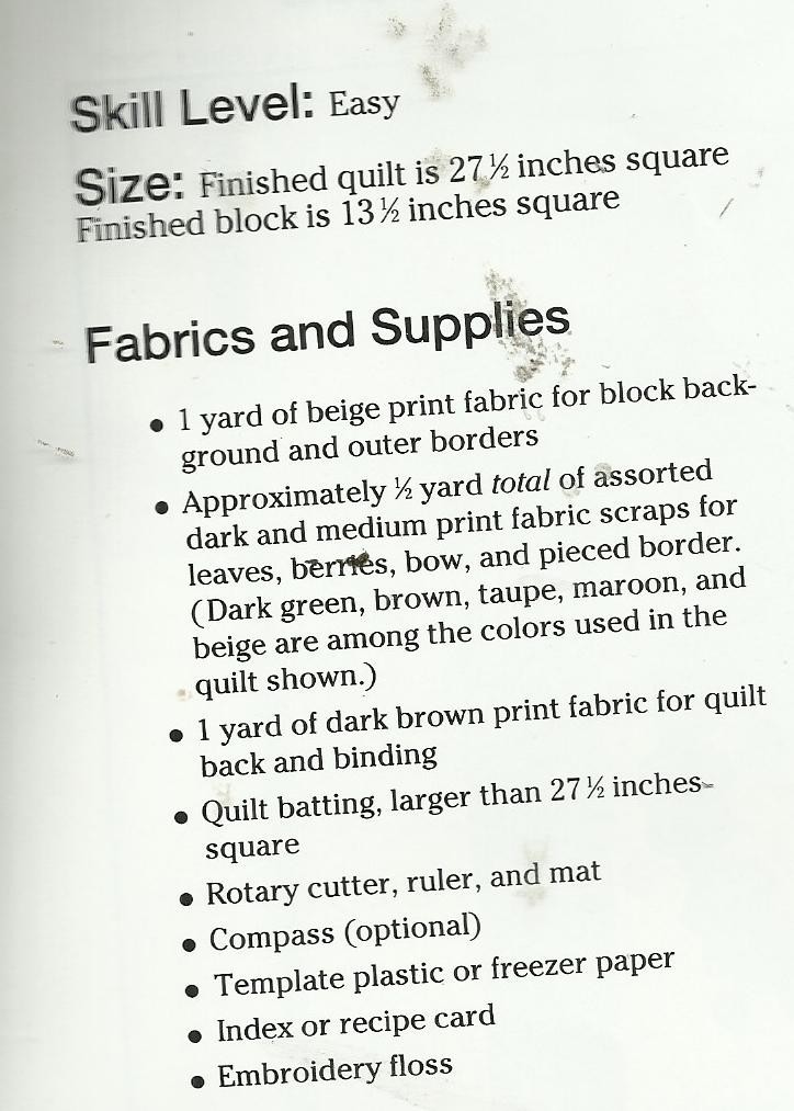 G0016 OAK LEAF WREATH WALLHANGING QUILT PATTERN/INSTRUCTIONS