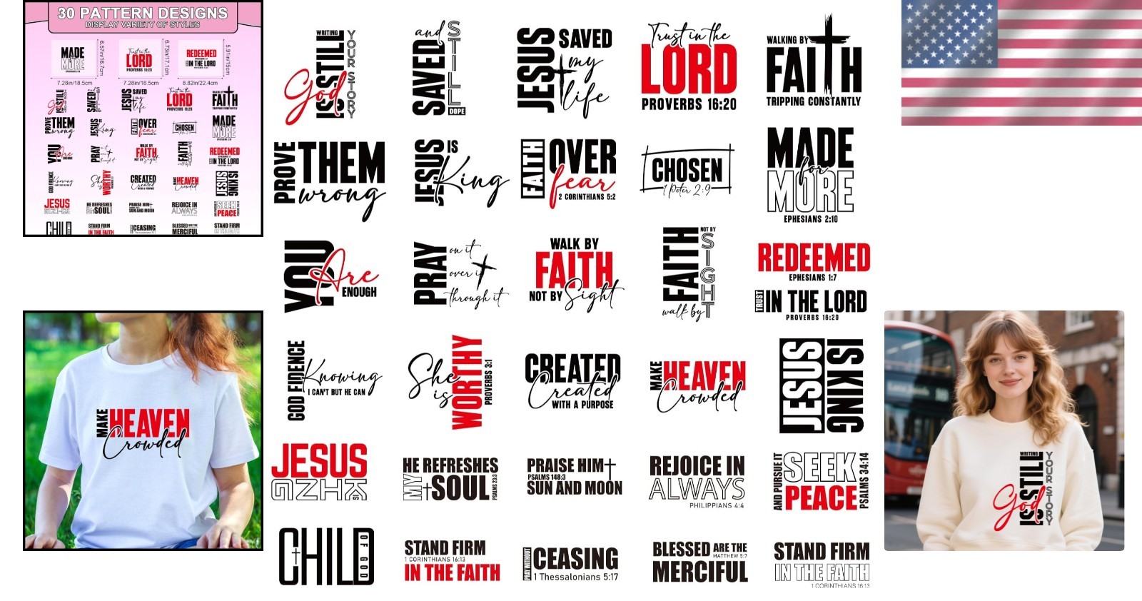 DIY Christian Bible Verse Transfers – 30 Pcs Iron-On Patches for Creative Crafts
