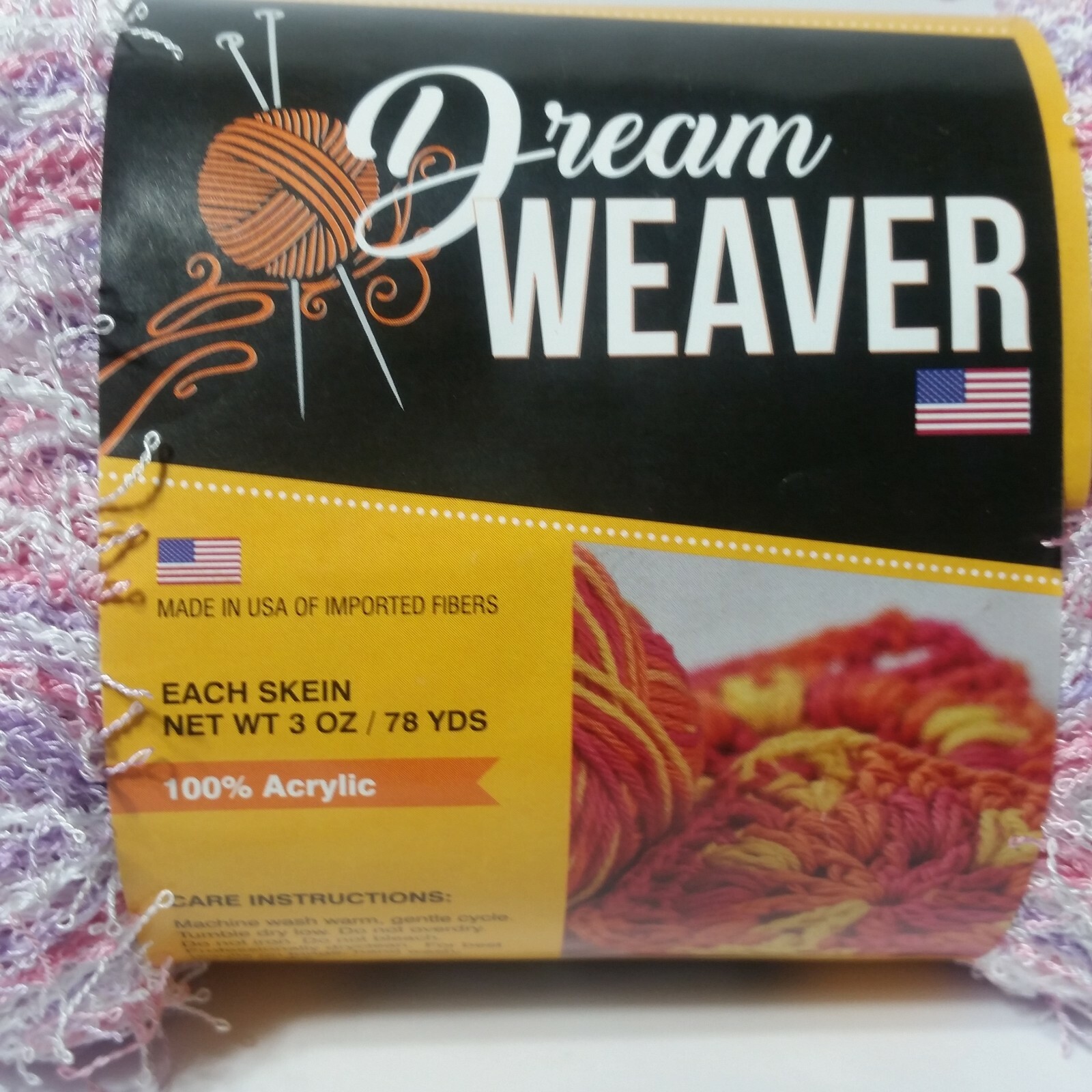 Pastel Light Pink Purple White Scrubby Yarn Acrylic Twin Pack USA Made Blossom