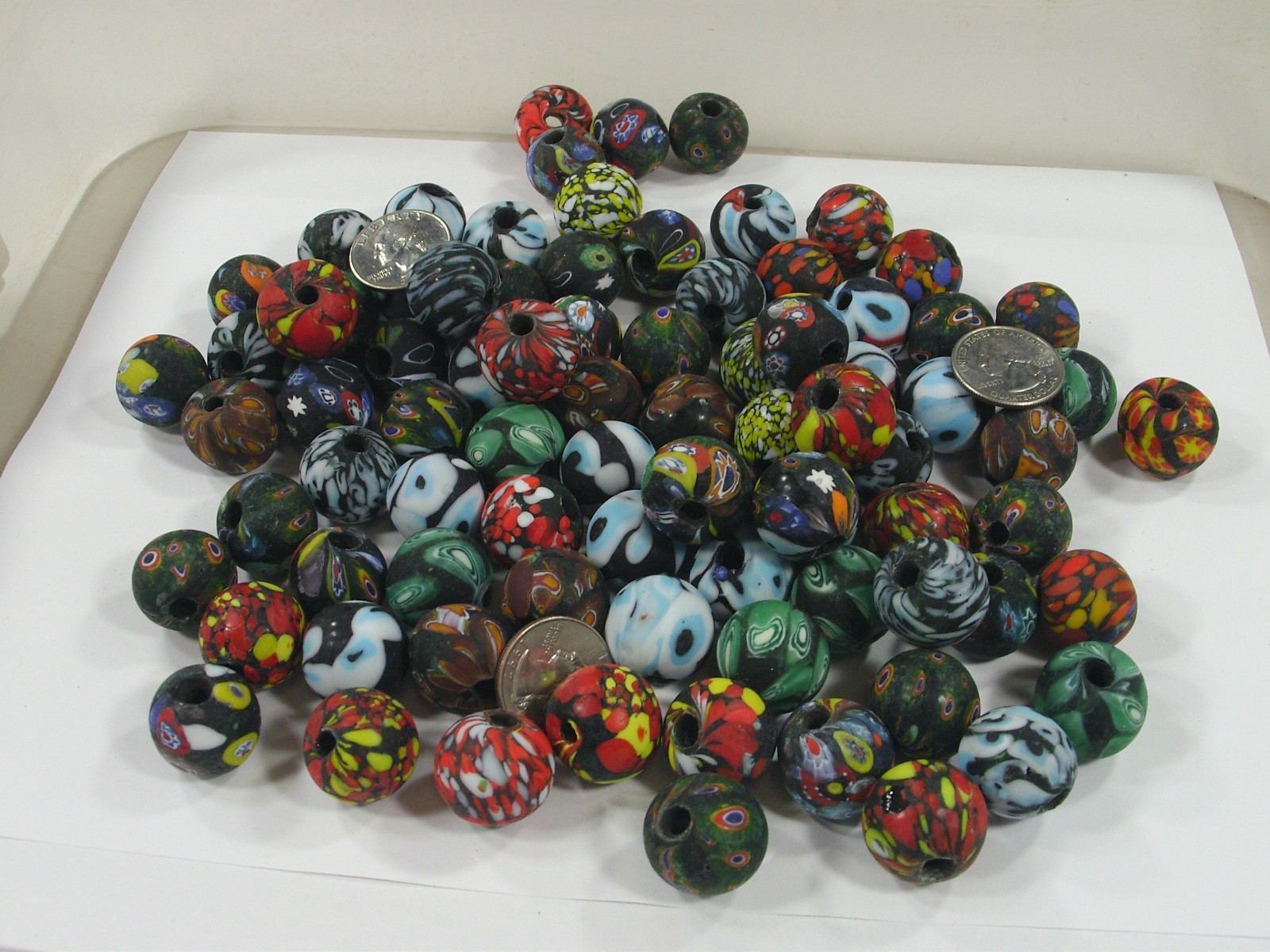 2 Pounds Large Multicolor India Handmade Millefiori Glass Beads Bulk (MNP-12B) ⭐