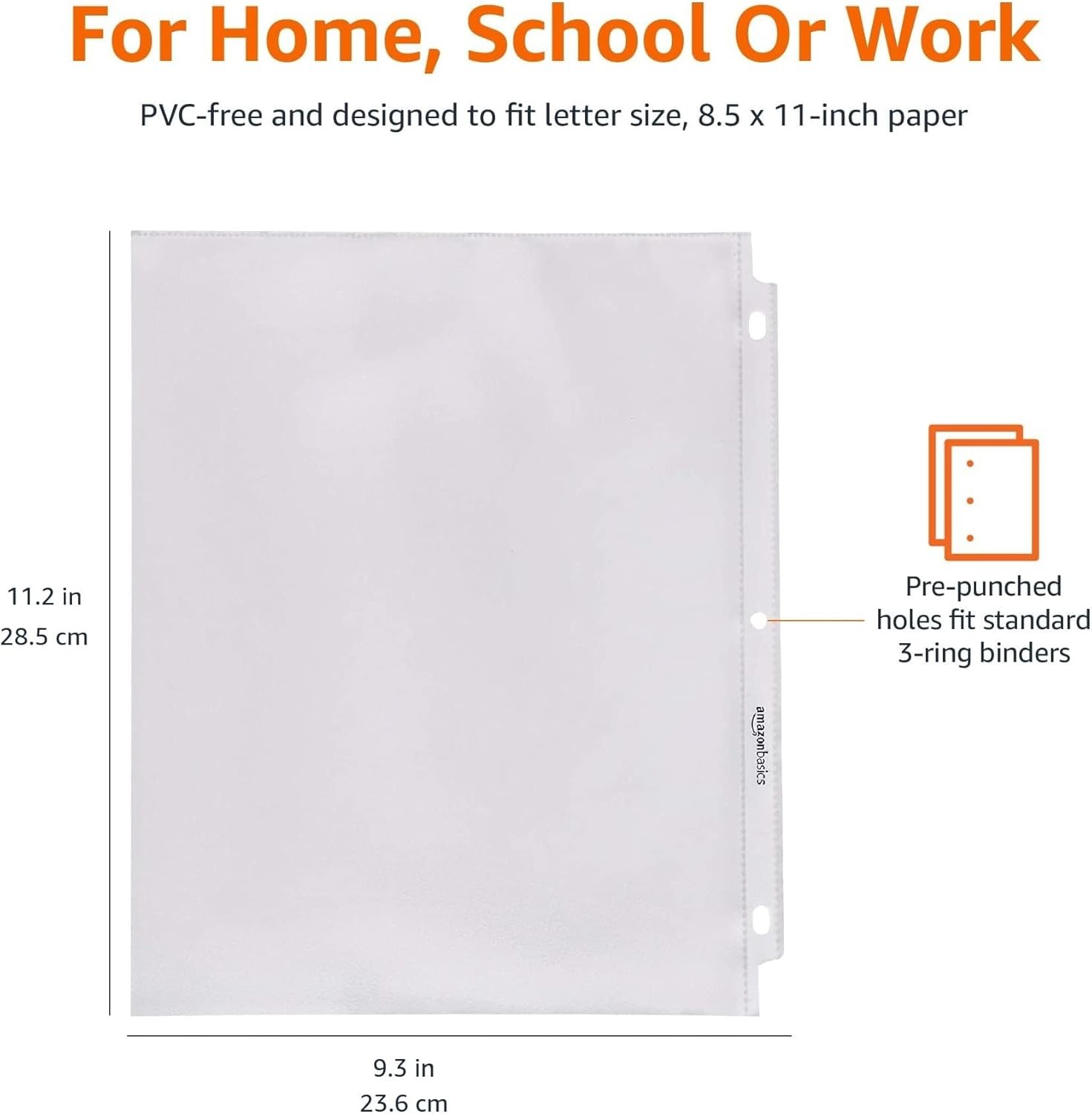 Amazon Basics Sheet Protectors for 3 Ring Binder, Heavyweight, Acid-Free, Clear