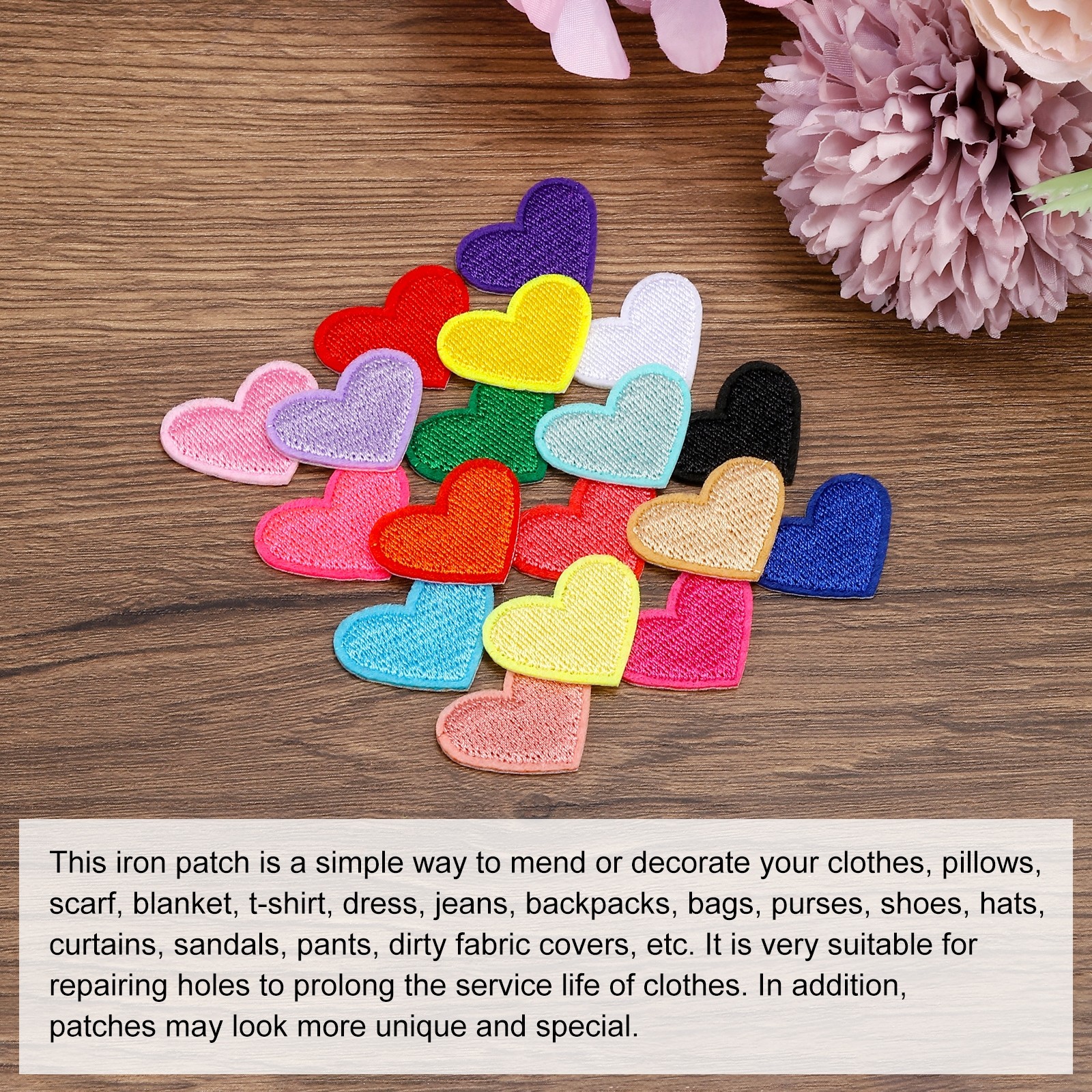 33 x Heart Shaped Iron on Patches White Embroidered Love Applique Patches