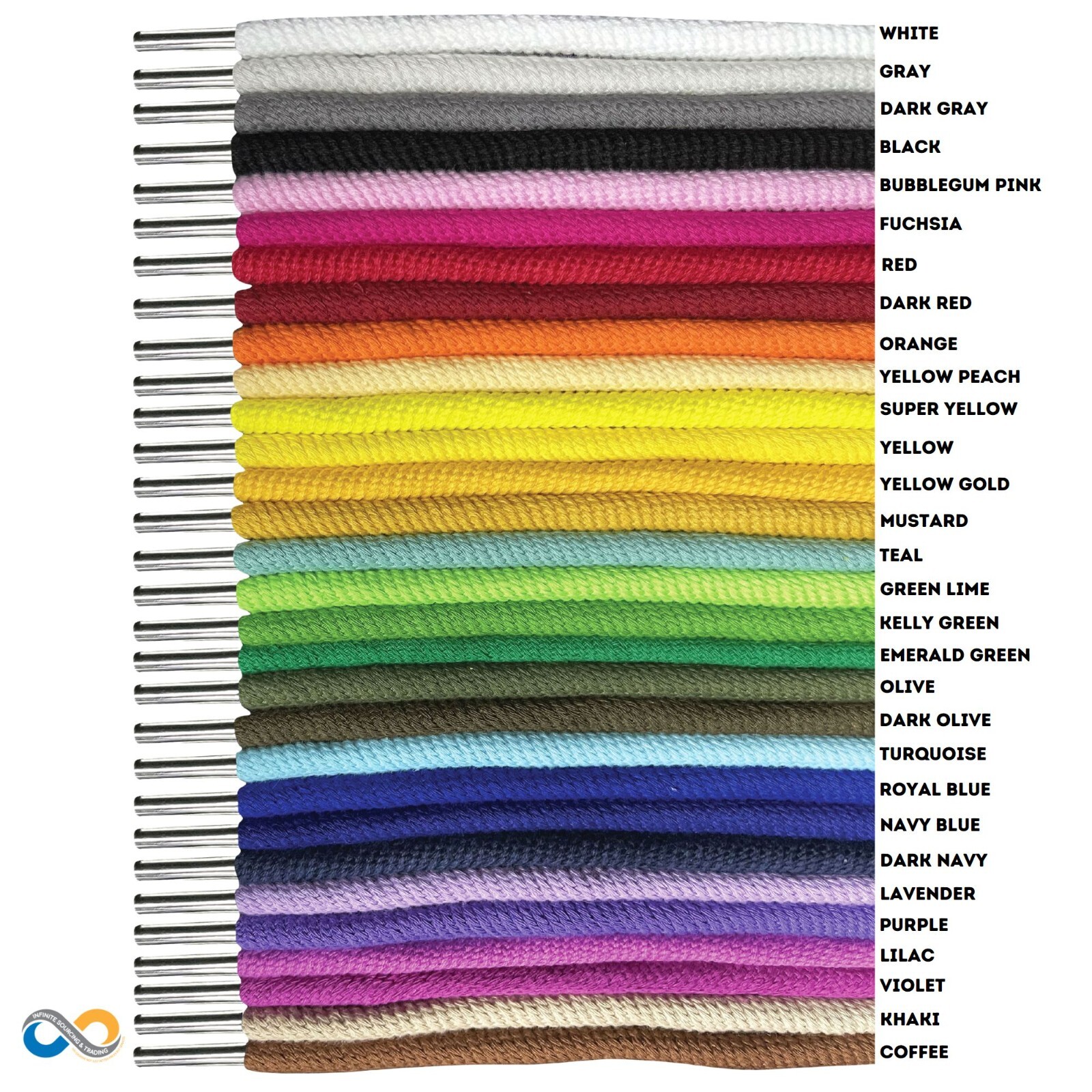 Hoodie Drawstring Cord Replacement, Premium 100% cotton 1/4″round metal ends