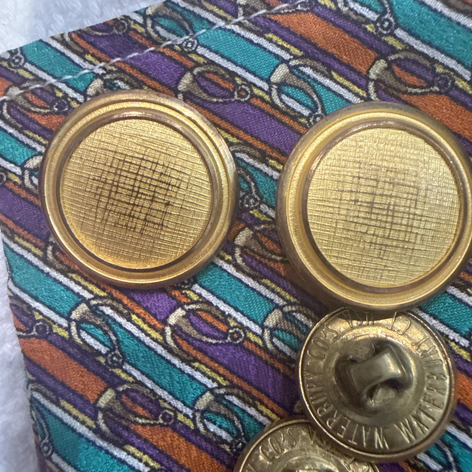 HSM WATERBURY metal brushed gold tone set 10 Blazer Replacement Buttons -RS26