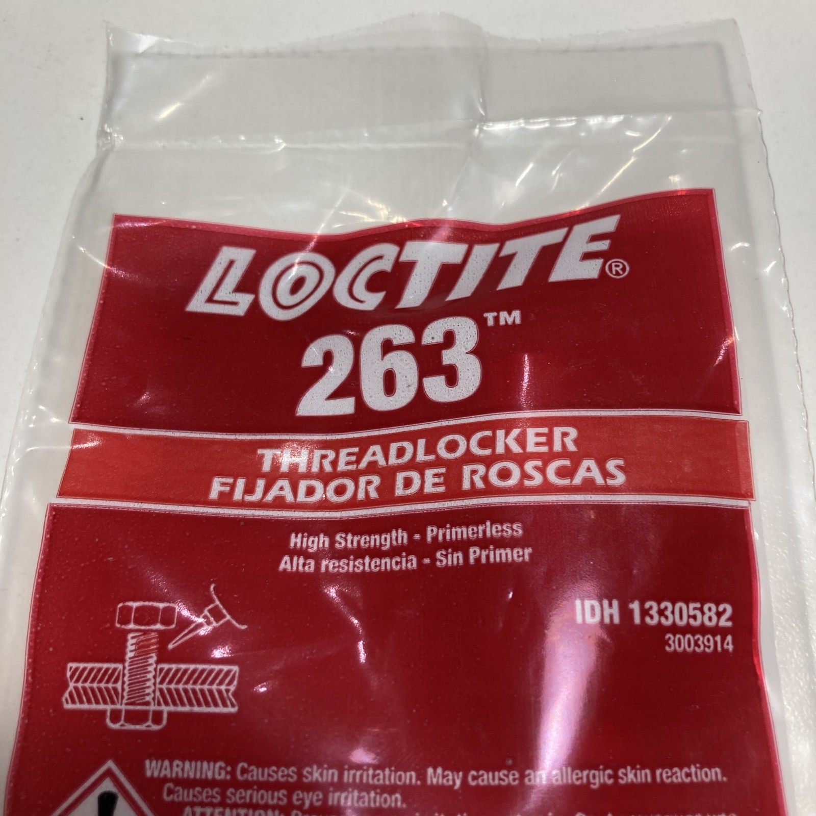 Loctite Threadlocker 263 0.5mL Tube Red Thread Lock Henkel IDH 1330582 .017 Oz
