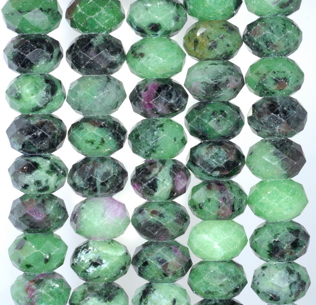 10X7MM RUBY ZOISITE GEMSTONE FACETED RONDELLE LOOSE BEADS 15.5″