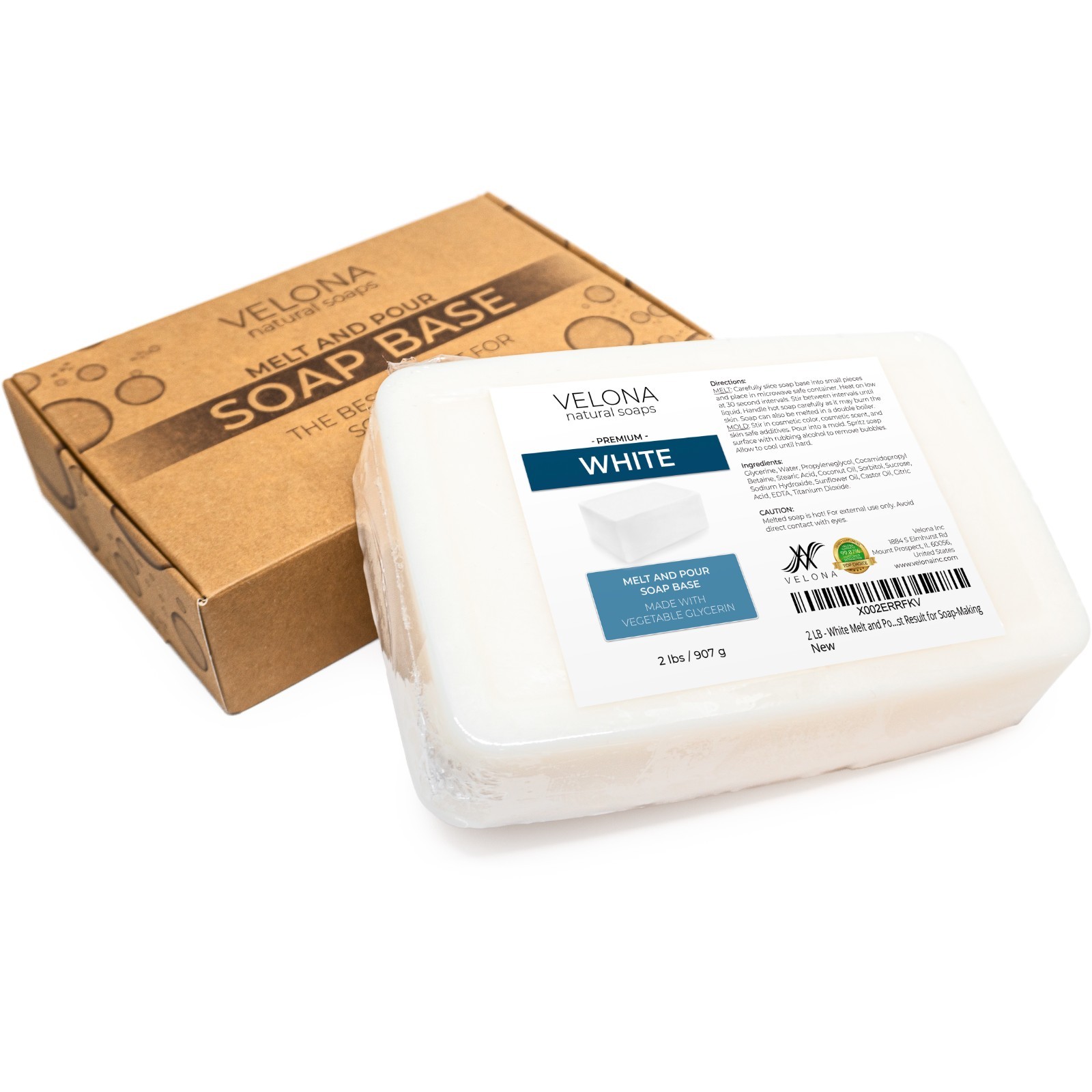 2, 5, 10, 25 LB – White Melt and Pour Soap Base by Velona | SLS/SLES Free