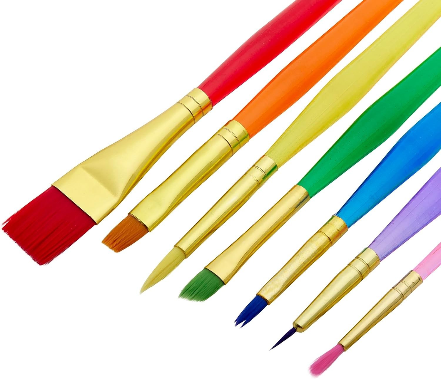 Assorted Sizes Artist Brushes Set – 7 Count with Translucent Grip & Shed Proof