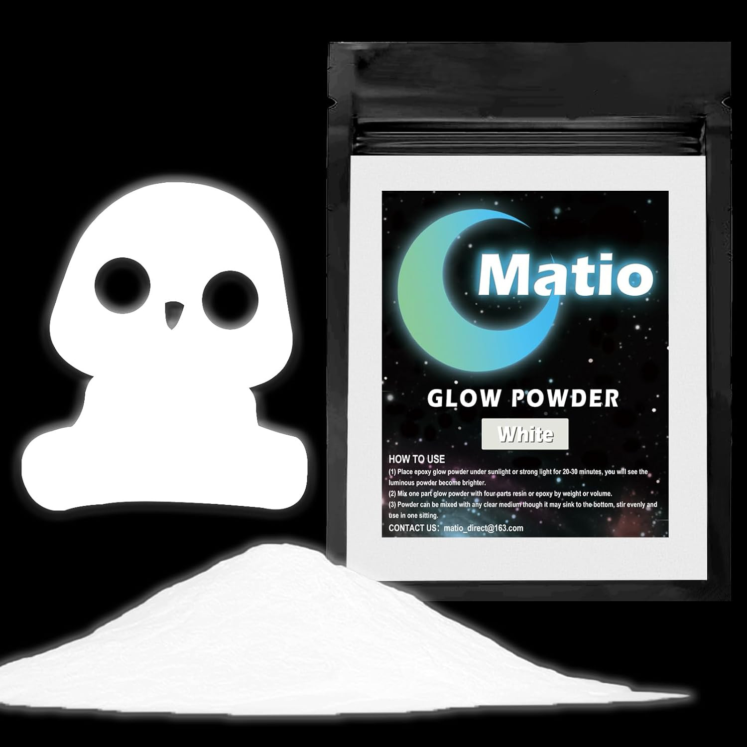 Glow in the Dark Pigment Powder, 15G/0.5Oz White Epoxy Resin Luminous