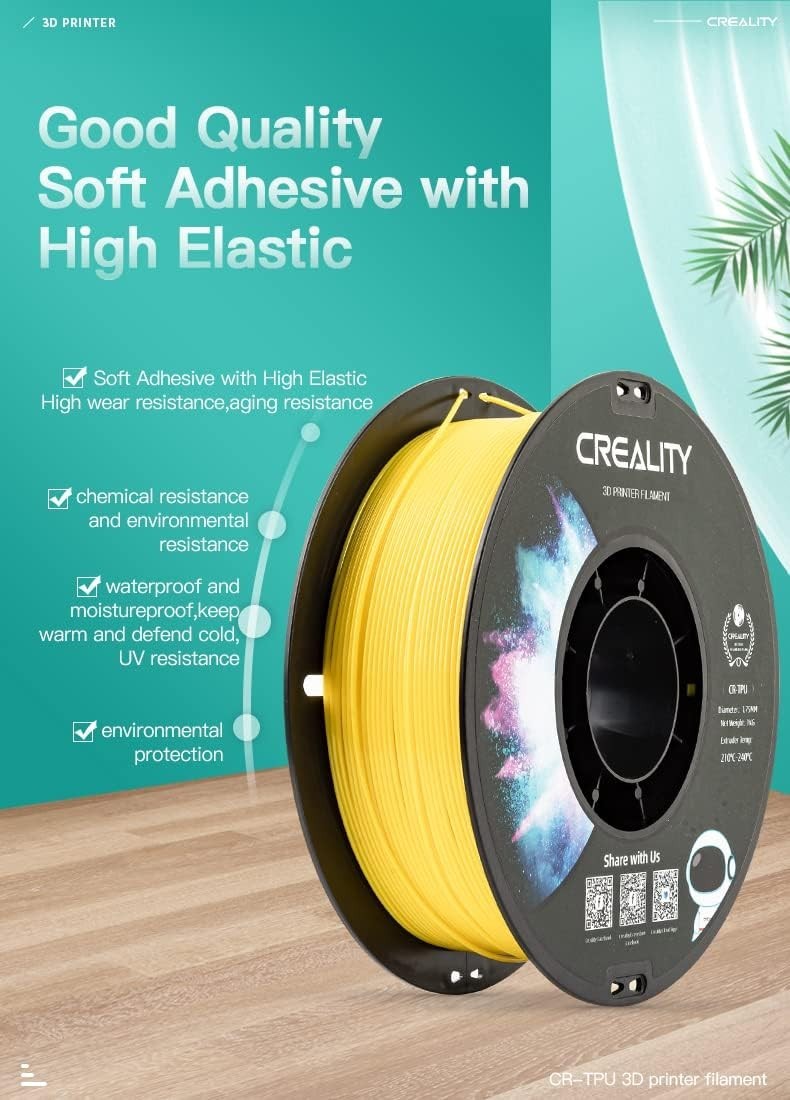 Creality TPU Filament 1.75, 95A 3D Printing Filament, High Tpu – Black