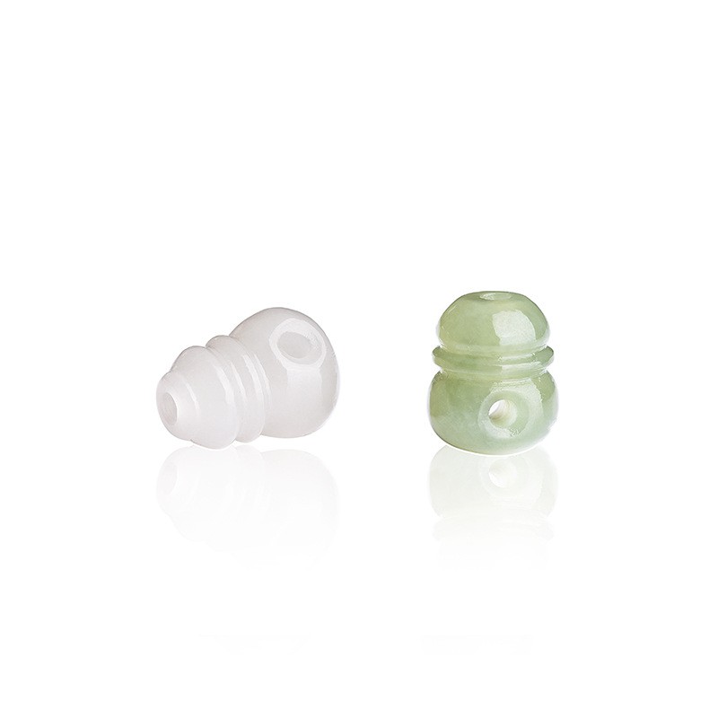 Natural Hetian Jade, Green Jade, White Jade, Three-Way Buddha Head Diy 2pcs