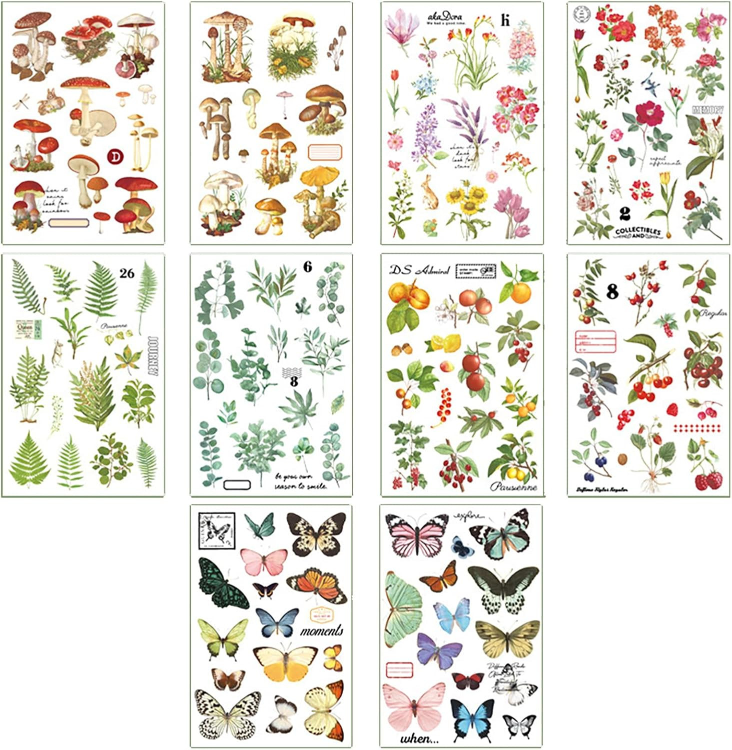 10 Sheets Rub on Transfers for Crafts Vintage Rub on Transfer Stickers Flower Pl