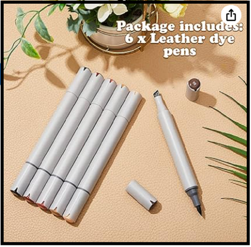 6 Pack Dual Tip Leather Dye Marker Pens Leather Touch up Pen Shoe Marker Leather