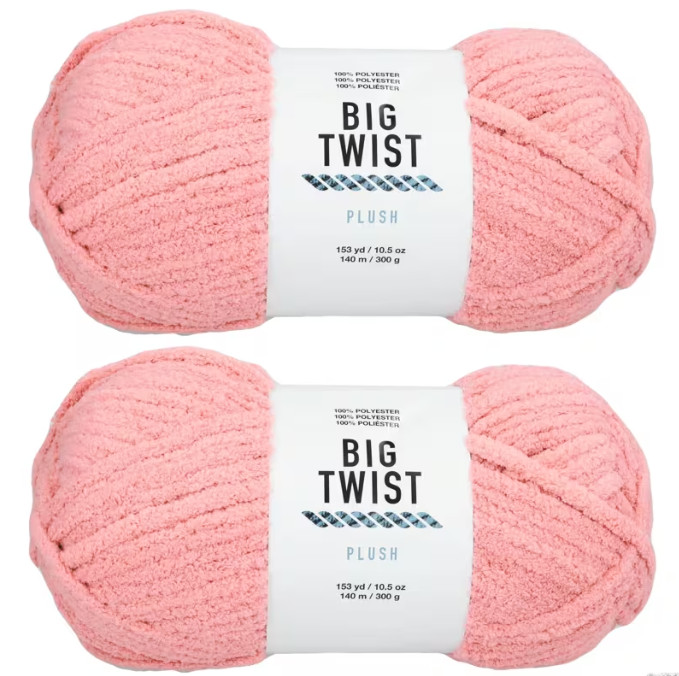 2 Skeins Solid Color Blanket Polyester Yarn, BIG TWIST
