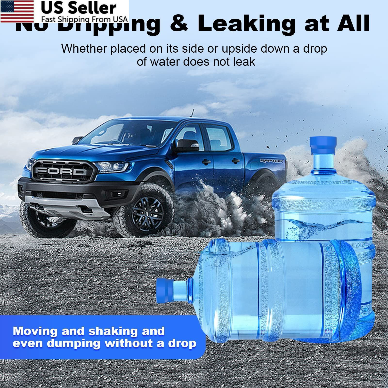 MYLOLF 3 & 5 Gallon Water Jug Cap, 3 Pack Reusable Food Grade Silicone Blue