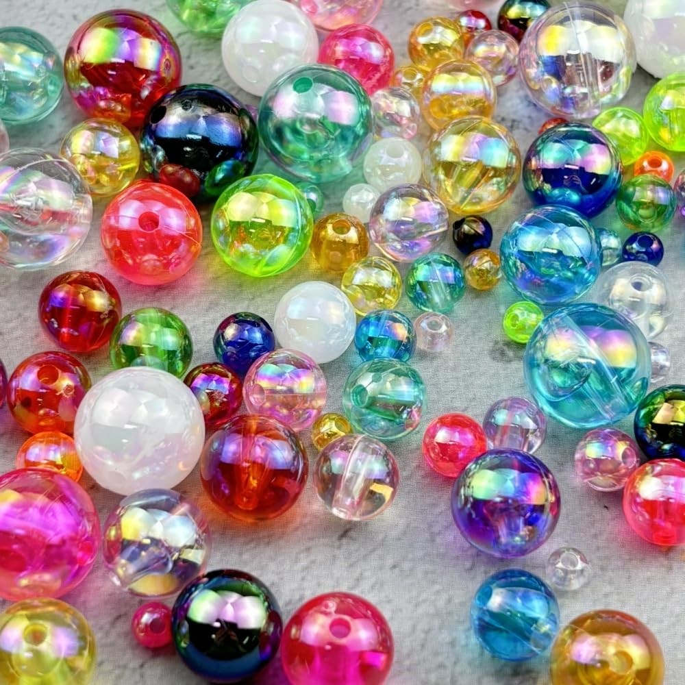 1000pcs 6mm Acrylic Round Beads AB Colors Acrylic Beads Round Spacer Beads wi…