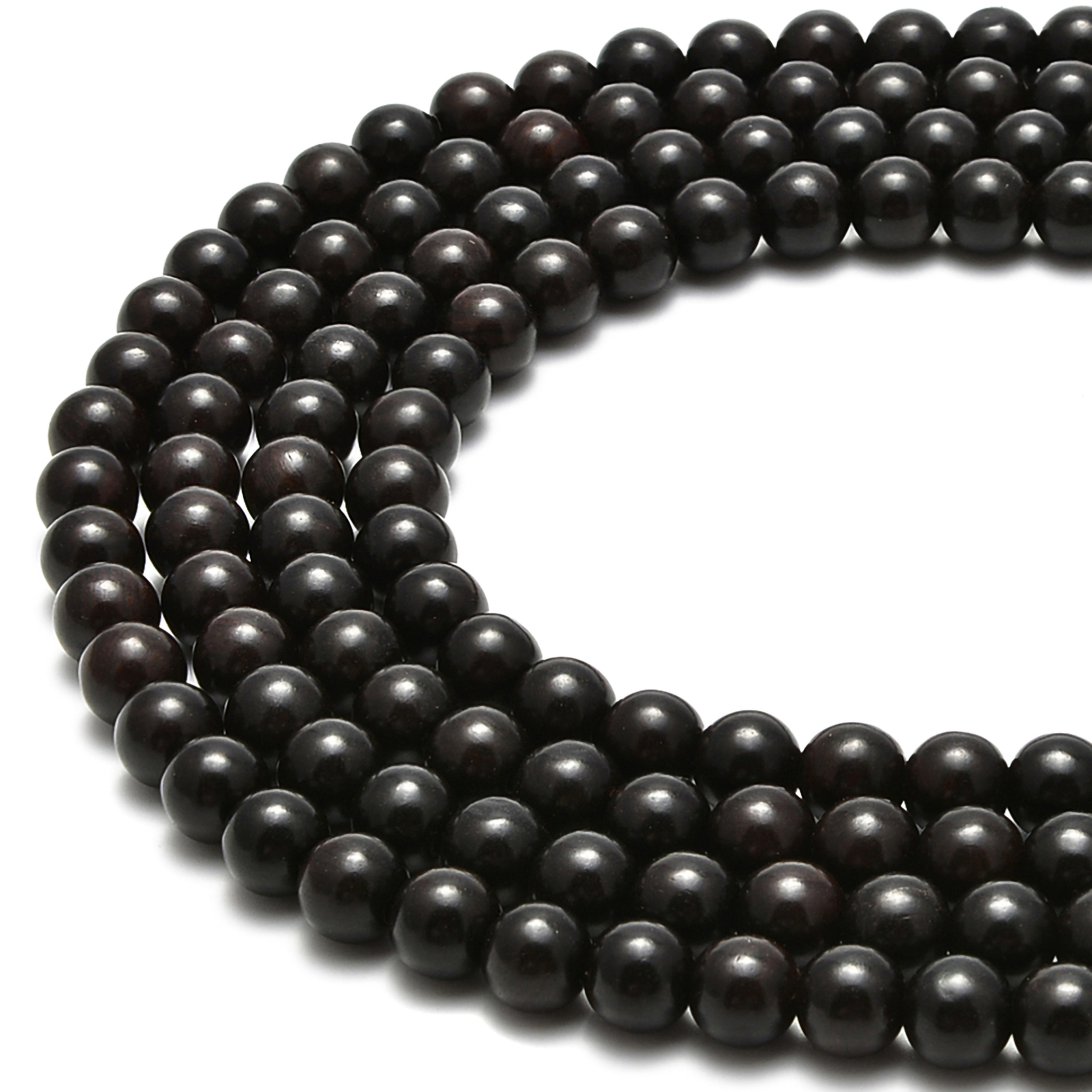 Natural Black Sandalwood Smooth Round Beads 6mm 8mm 10mm 12mm 15.5″ Strand