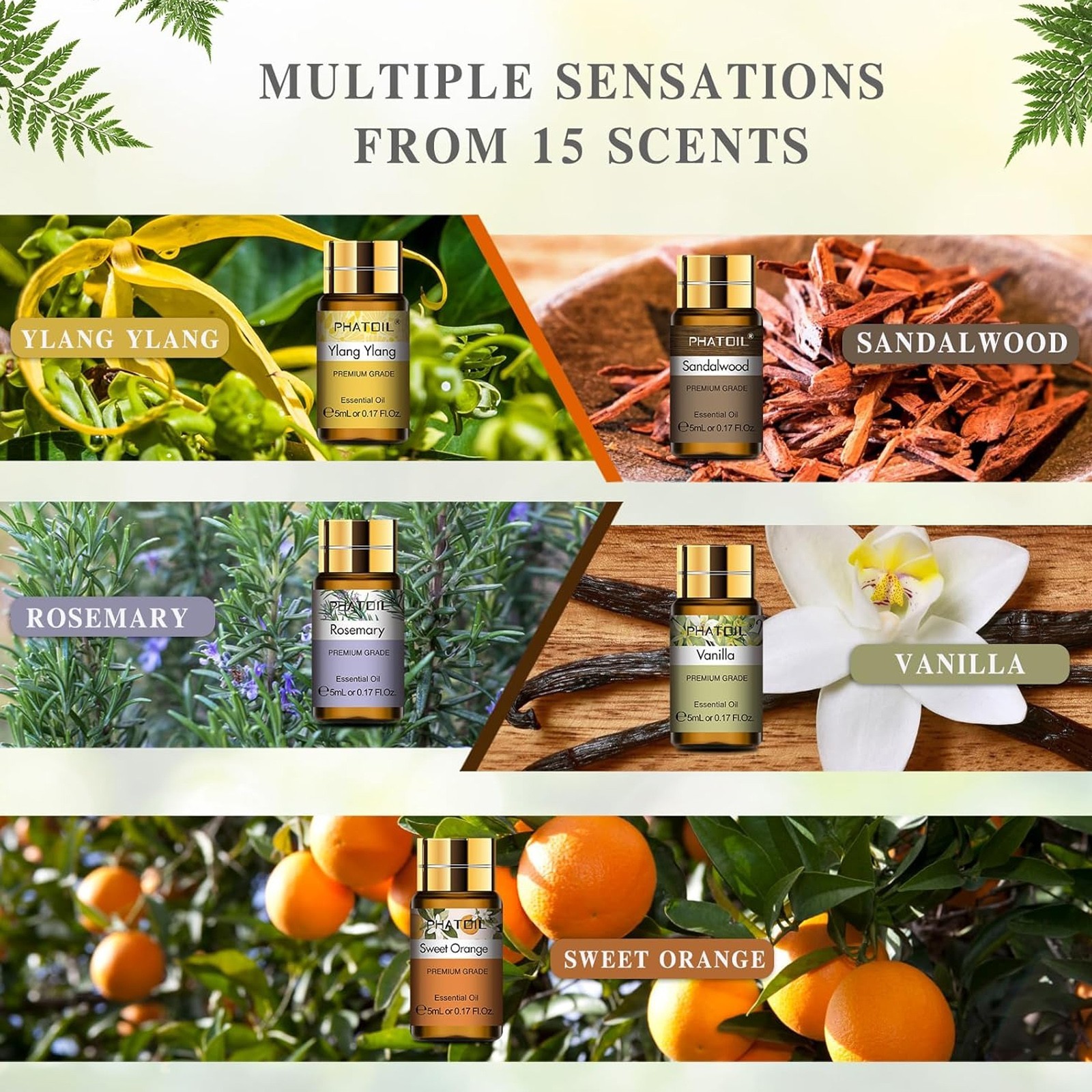 15PCS Essential Oils Gift Set 5ML- Premium Quality Essential Oils for Diffusers