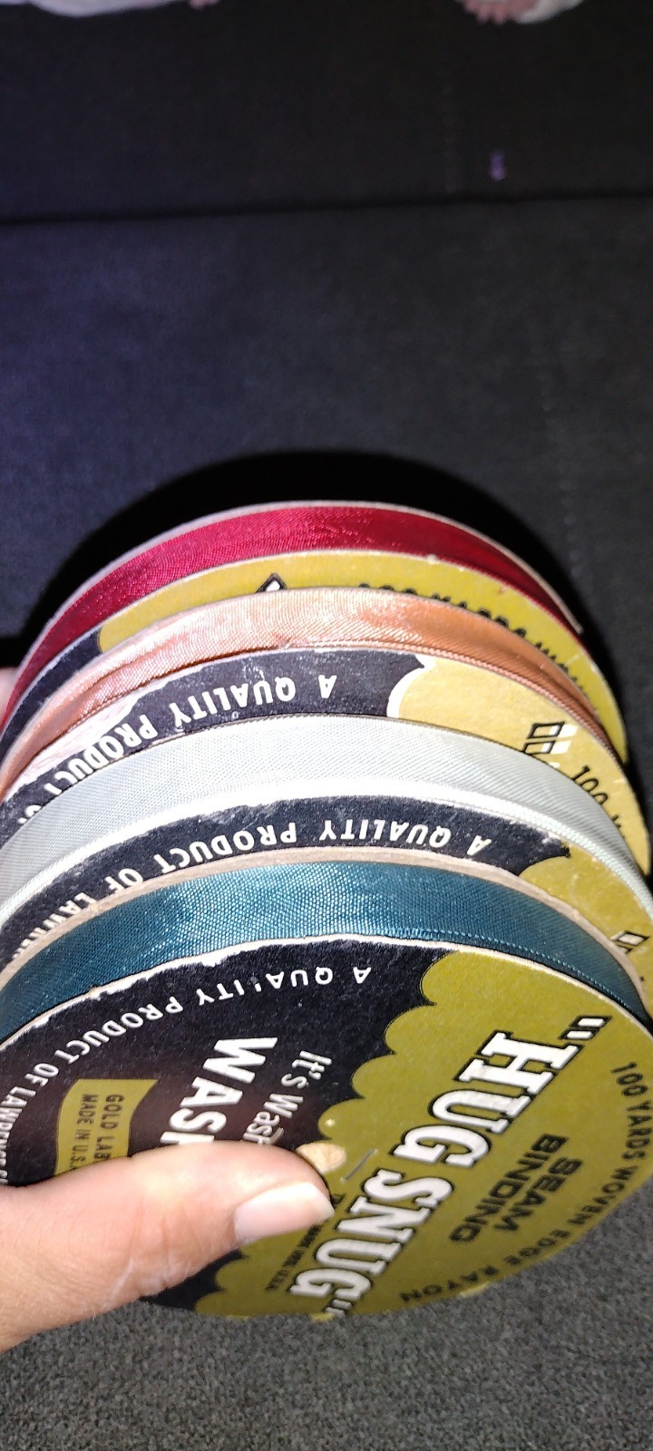 Lot Of 4 Random Mix Colors Of HUG SNUG Vintage Rayon Seam Binding Ribbon