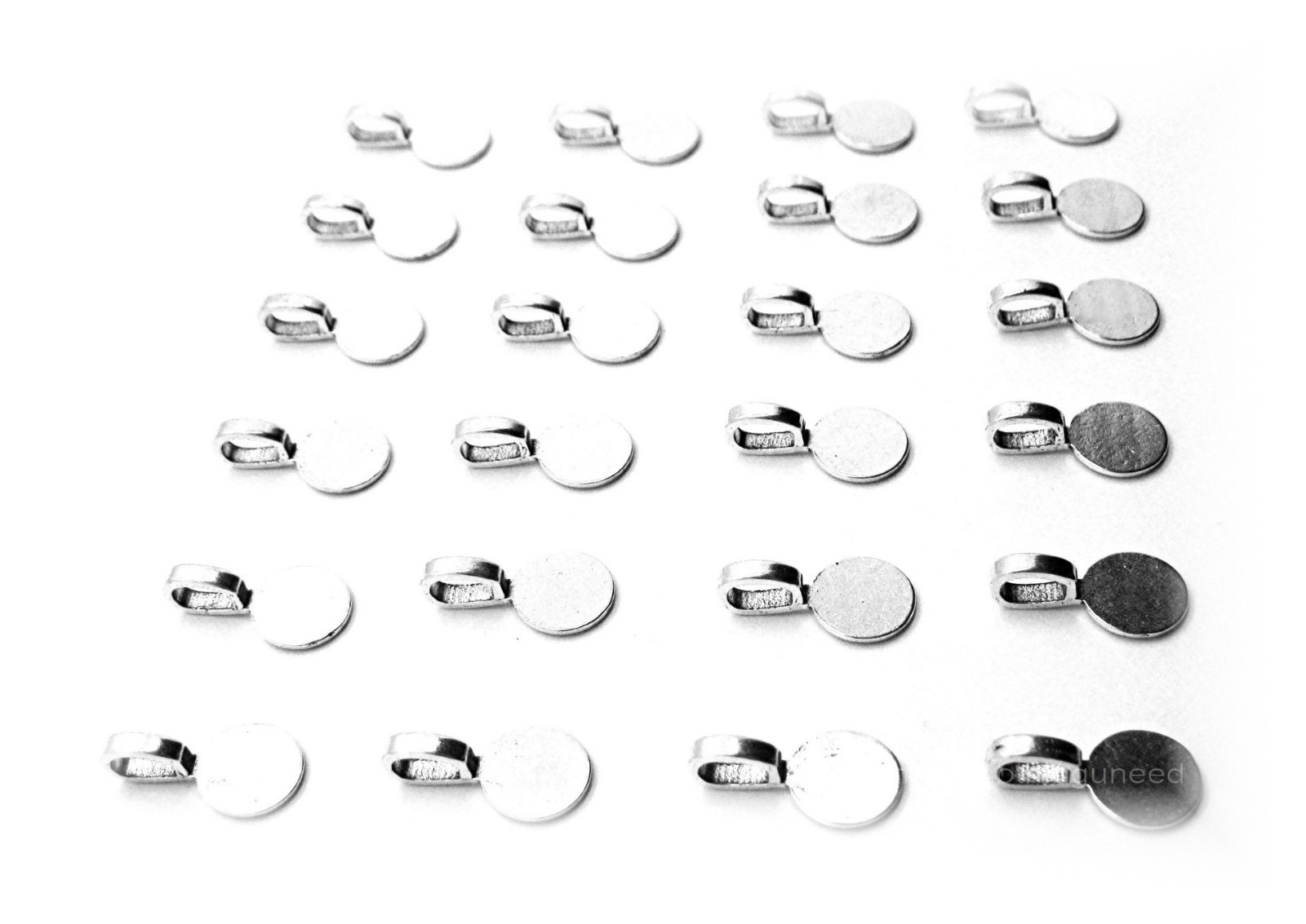 24 Small Silvertone ROUND Glue on Bails 16 x 10 x 1 for Pendants Cameos Tiles.