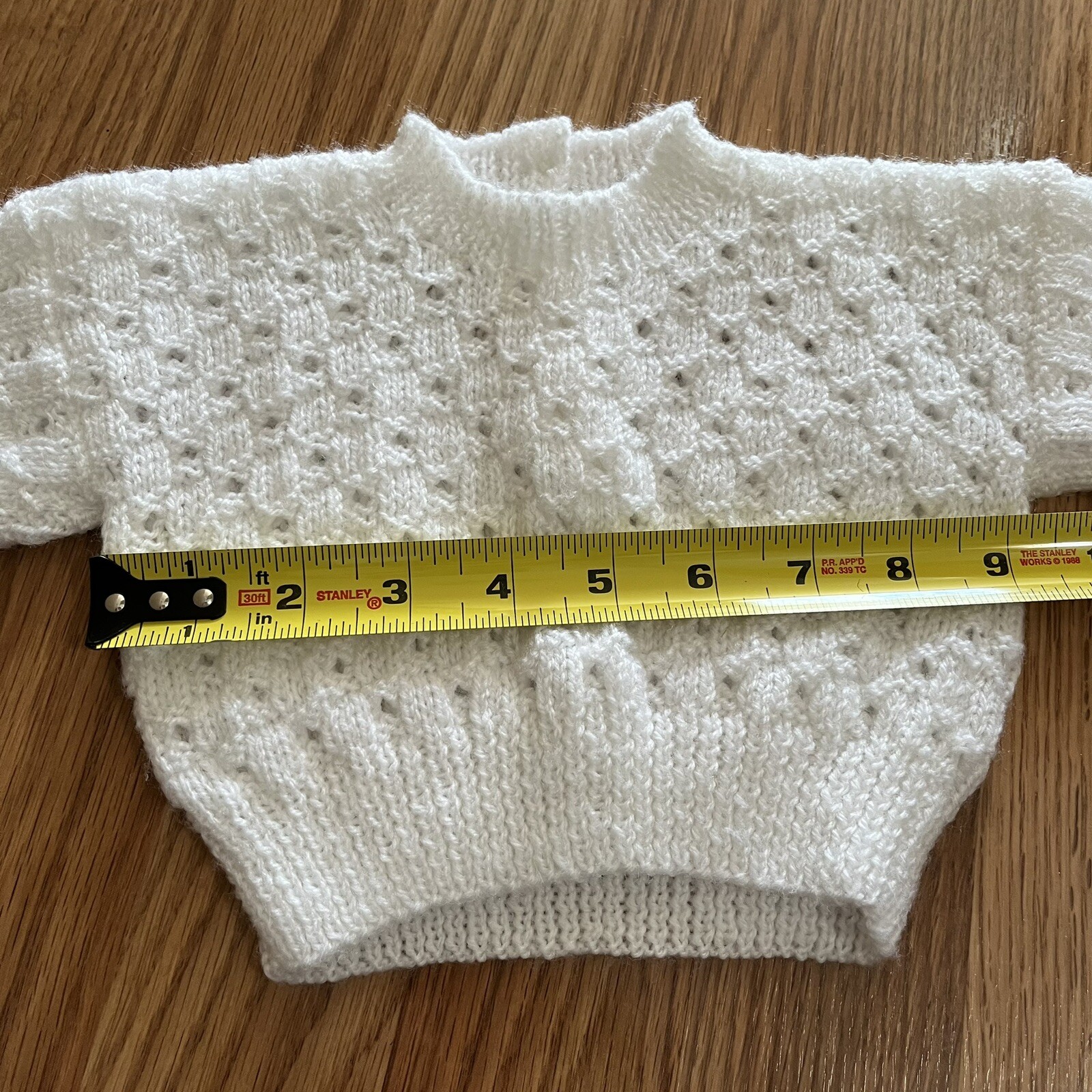 Hand Knitted Baby Sweater White Unisex 3/6 Months Approx