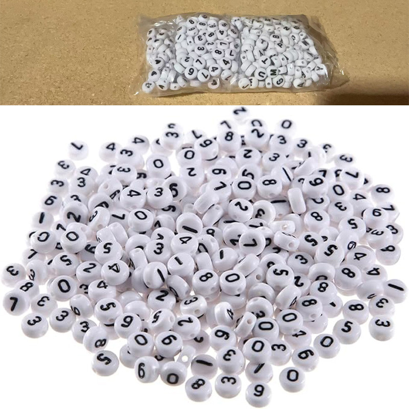 800PCS Alphabet Letter Beads Number Beads White Color Letters DIY Jewelry