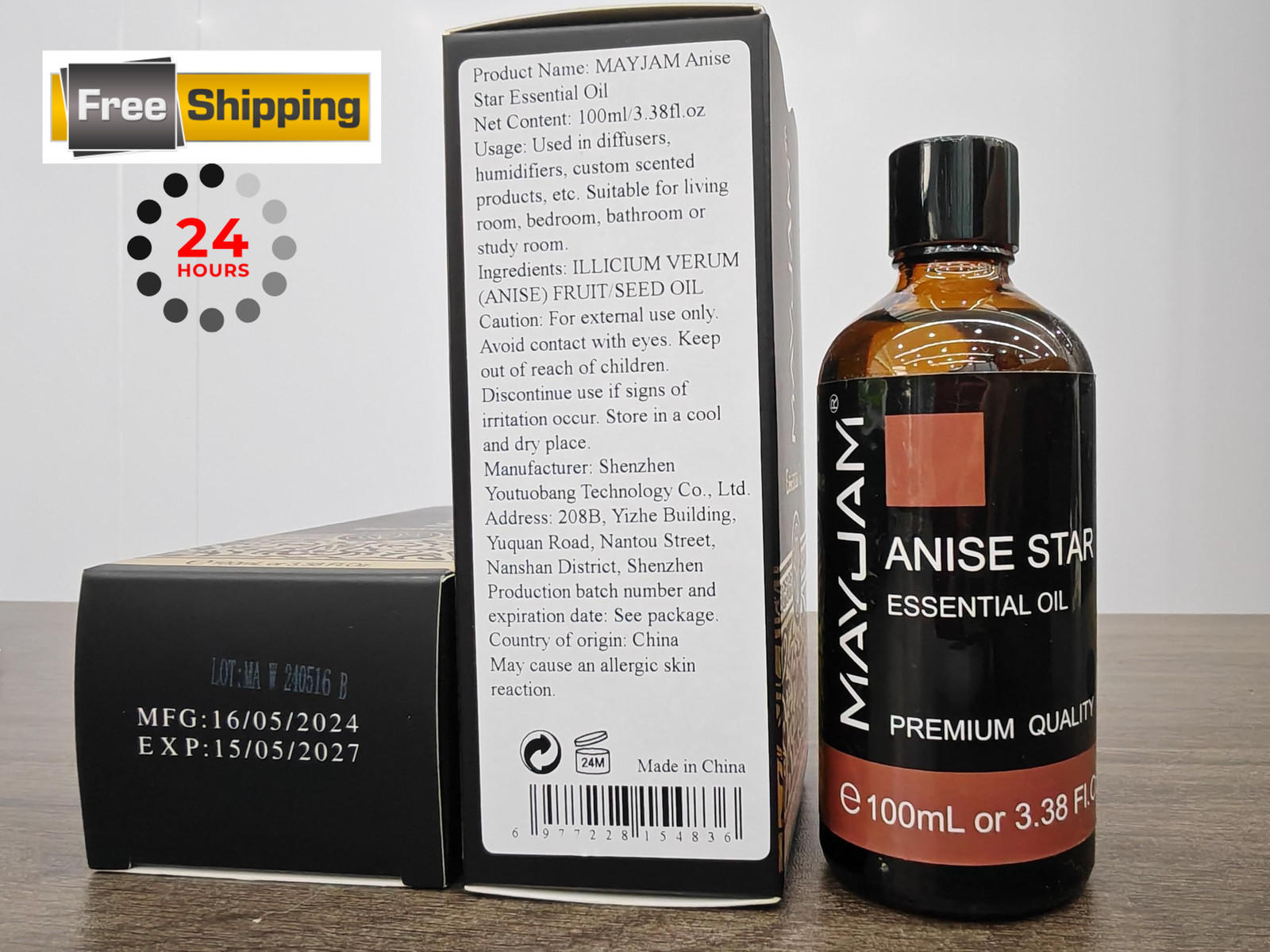 Anise Star Essential Oil, MAYJAM 3.38 Fl Oz (Pack of 1), Clear/Pale Yellow