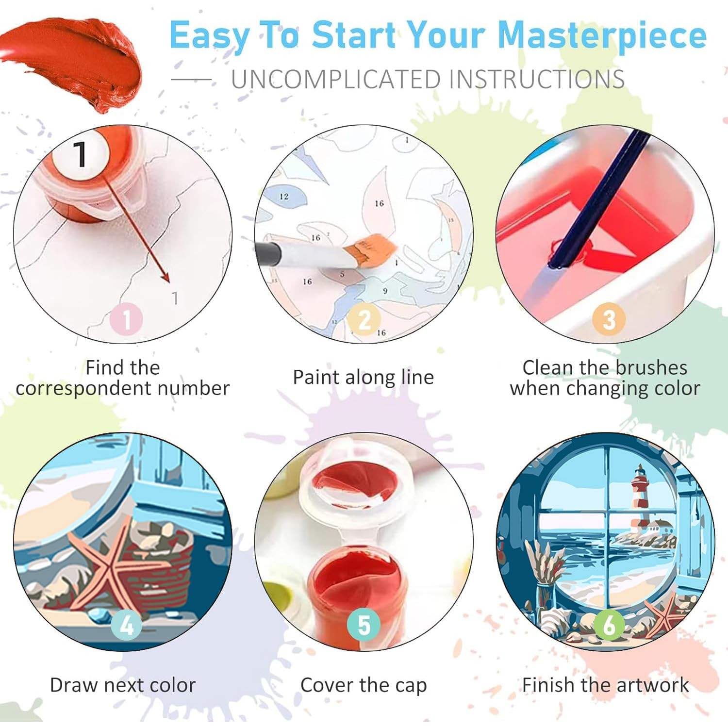 Paint by Numbers Kit for Adults Beginner,Flowers Stained Glass Adult Paint by Nu