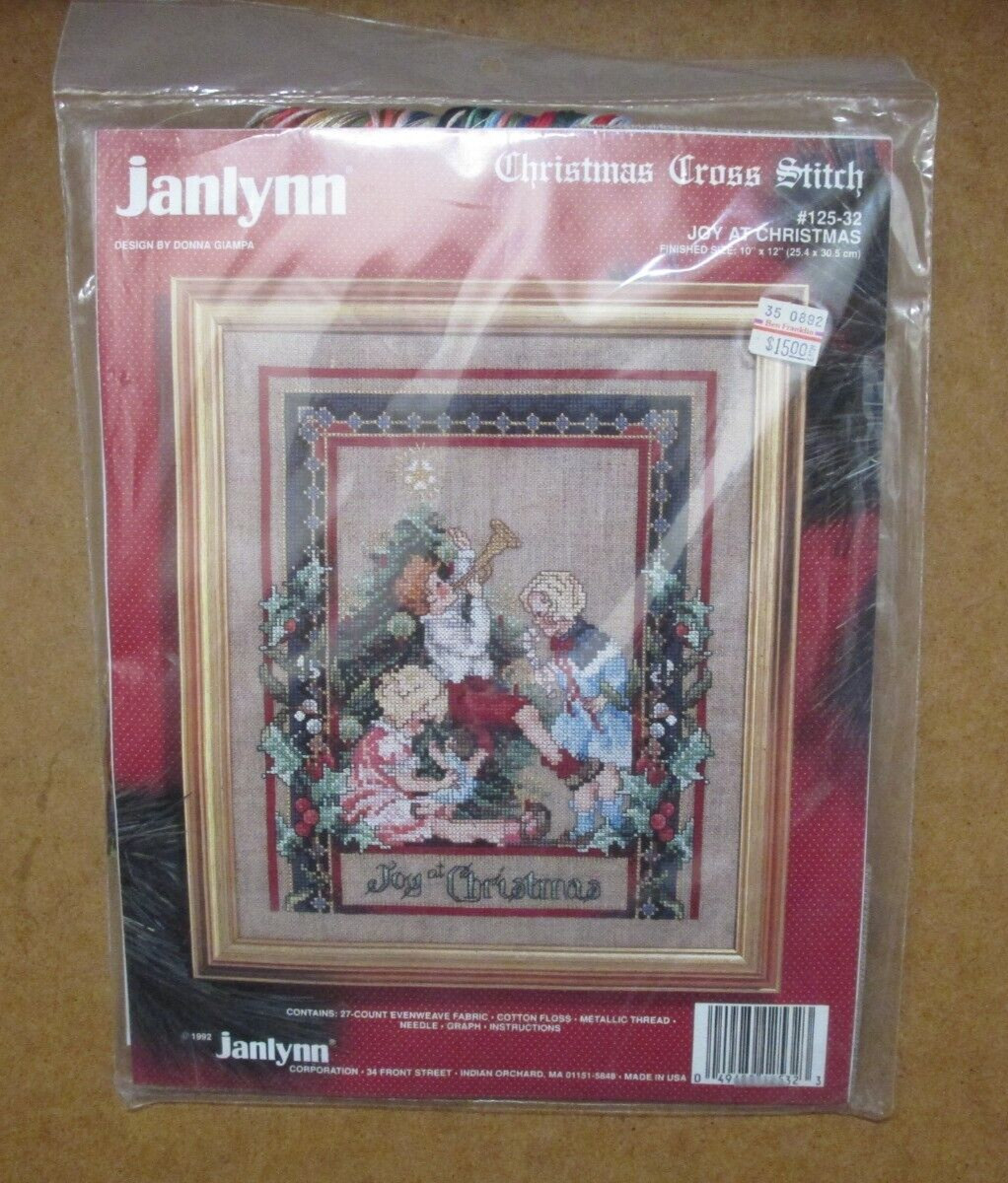 Janlynn Christmas Cross Stitch #125-32 Joy At Christmas 10” x 12” 1992