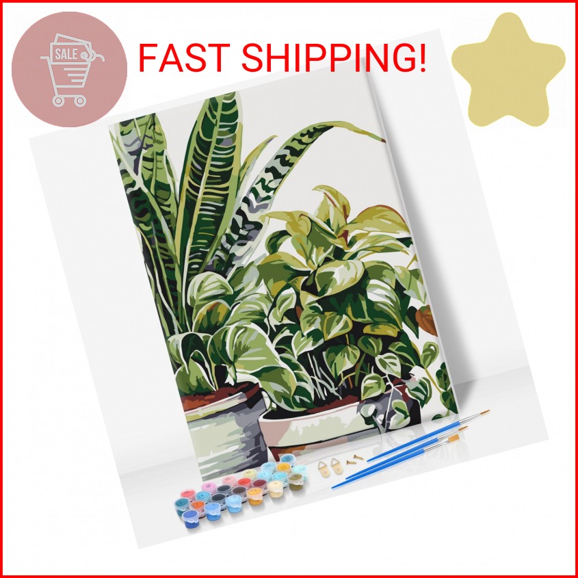 Camocin Framed Paint by Numbers Kit for Adults Beginner & Kids Ages 10-13, Plant